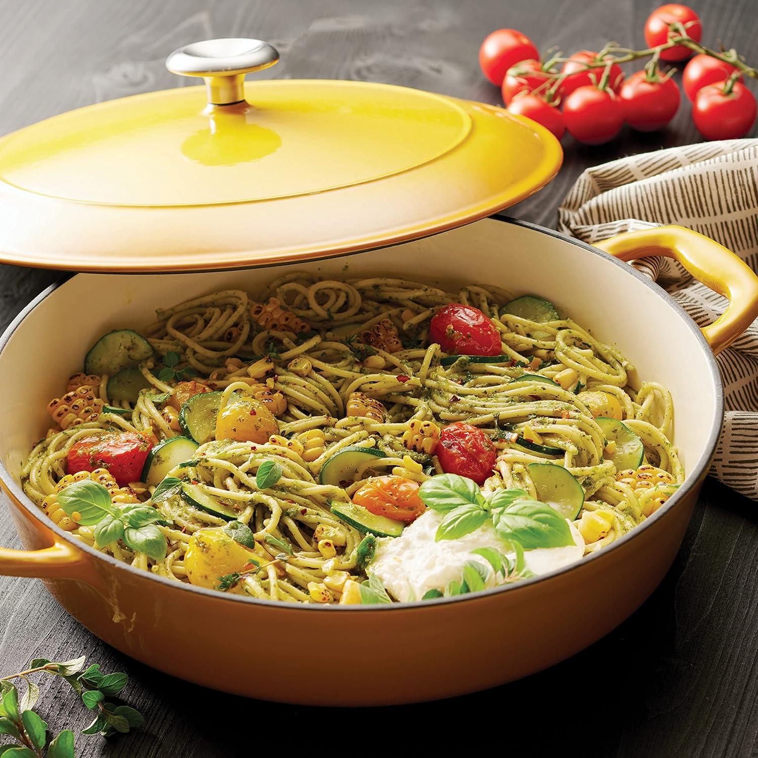 image:imageTramontina Bestow Enameled Cast Iron Dutch Oven Pot with Lid Round 55quart Medium BlueSunrise