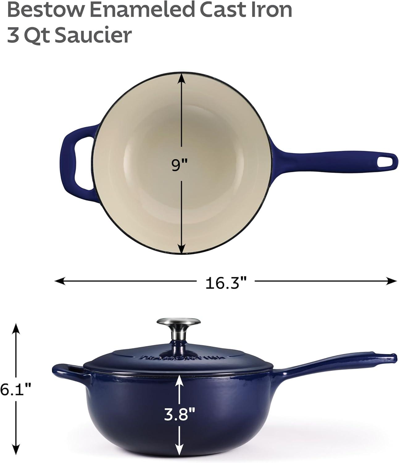image:imageTramontina Bestow Enameled Cast Iron Saucier Pan with Lid 3quart BlueBlue