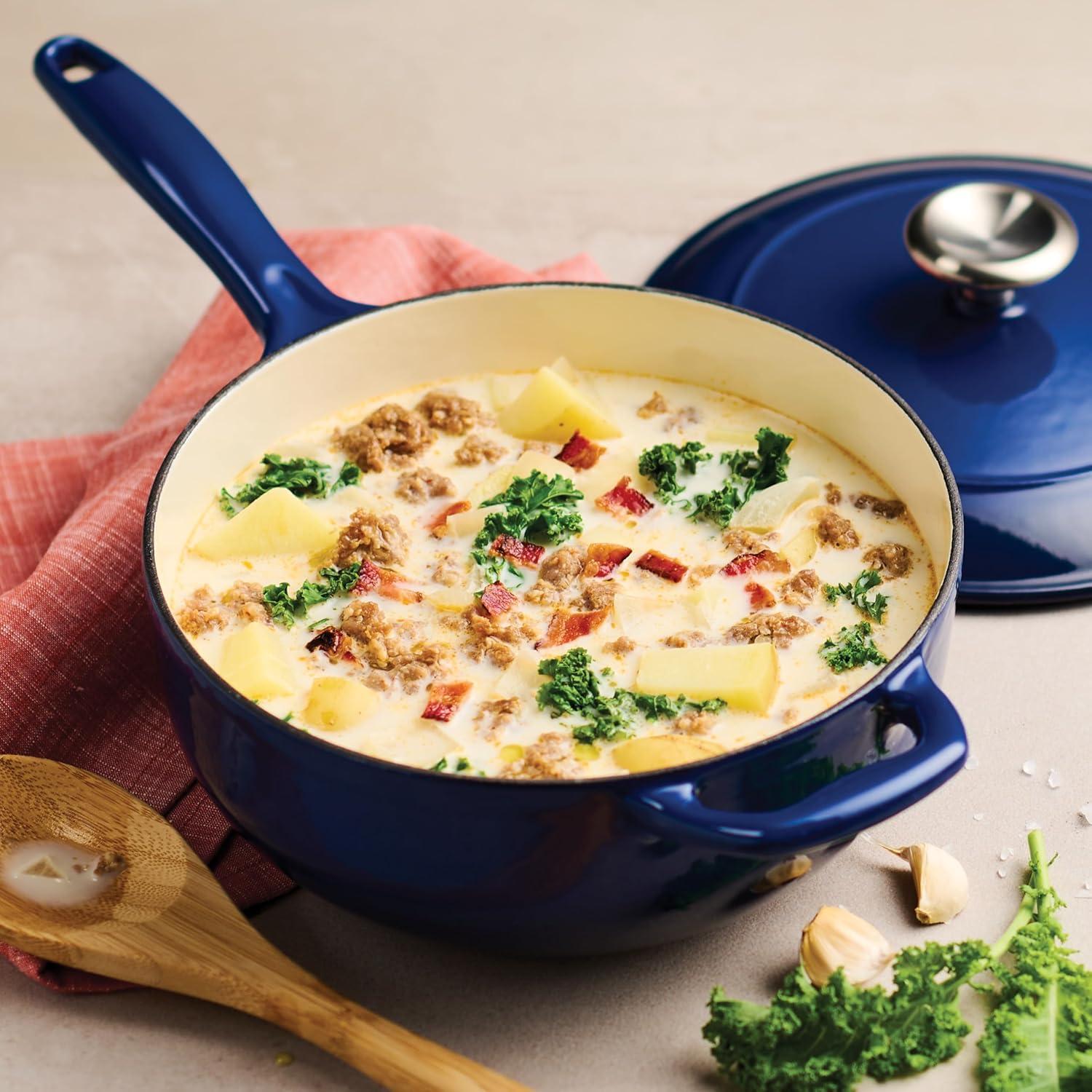 image:imageTramontina Bestow Enameled Cast Iron Saucier Pan with Lid 3quart BlueBlue