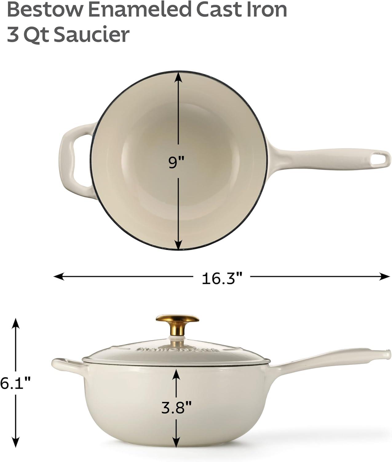 image:imageTramontina Bestow Enameled Cast Iron Saucier Pan with Lid 3quart BlueLatte