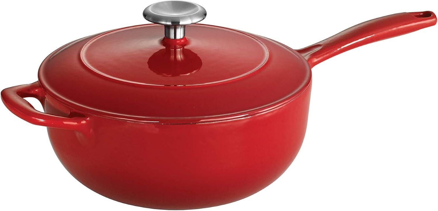 image:imageTramontina Bestow Enameled Cast Iron Saucier Pan with Lid 3quart BlueRed