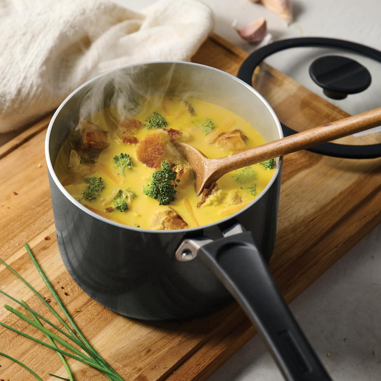 image:imageTramontina Ceramic Non Stick 6Piece Nesting Sauce Pan Set with Lids Stackable Nonstick Cookware Set Dishwasher and Oven Safe Dark GrayDark Gray Ceramic
