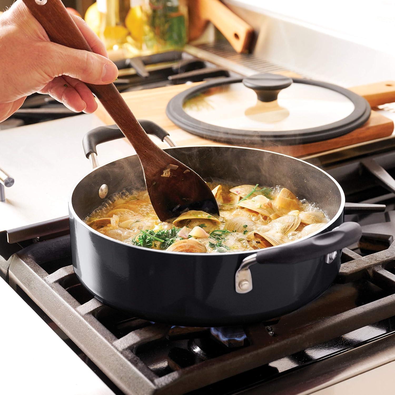image:imageTramontina Ceramic Non Stick 6Piece Nesting Sauce Pan Set with Lids Stackable Nonstick Cookware Set Dishwasher and Oven Safe Dark GrayGray