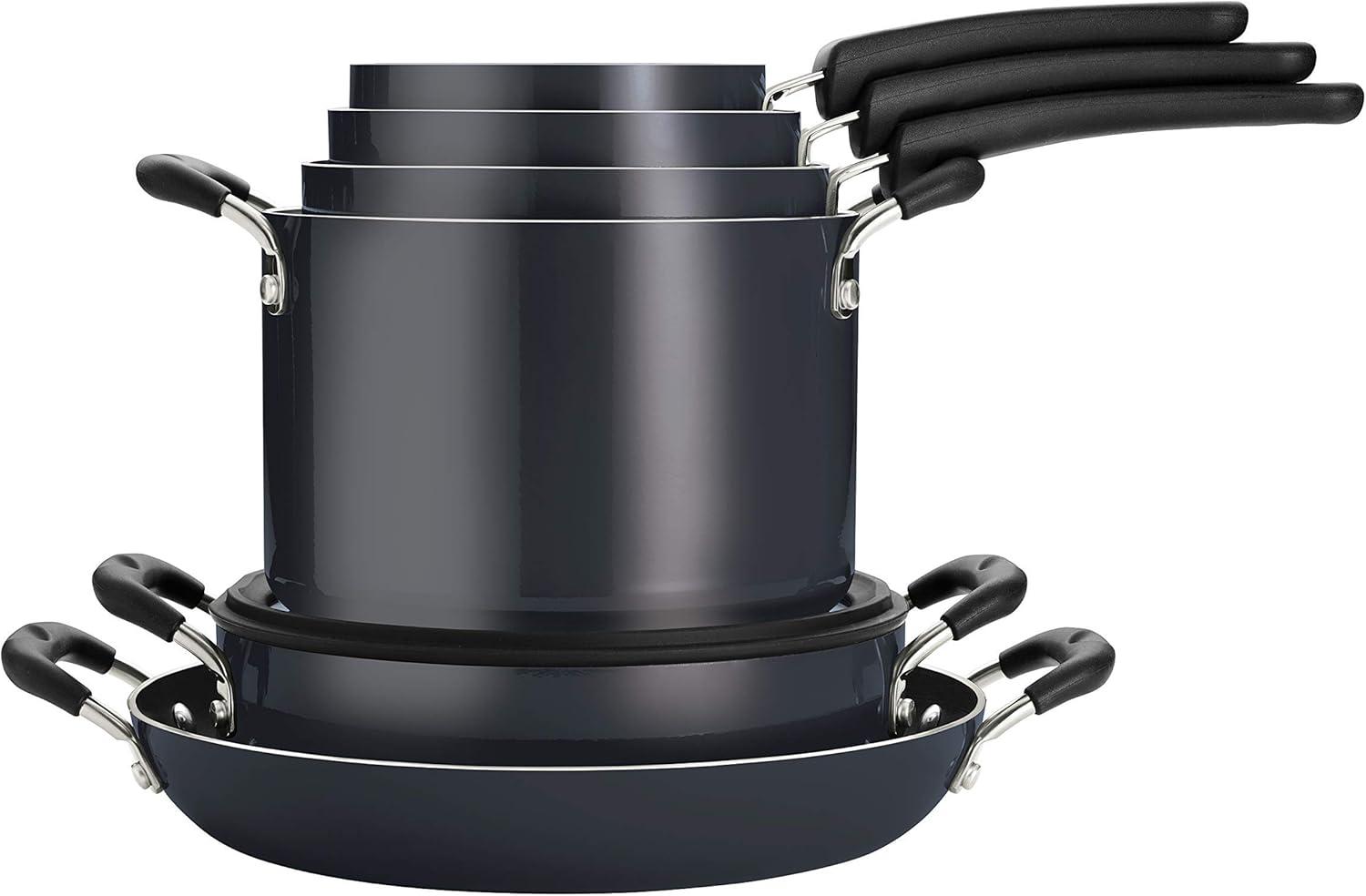 image:imageTramontina Ceramic Non Stick 6Piece Nesting Sauce Pan Set with Lids Stackable Nonstick Cookware Set Dishwasher and Oven Safe Dark GrayGray