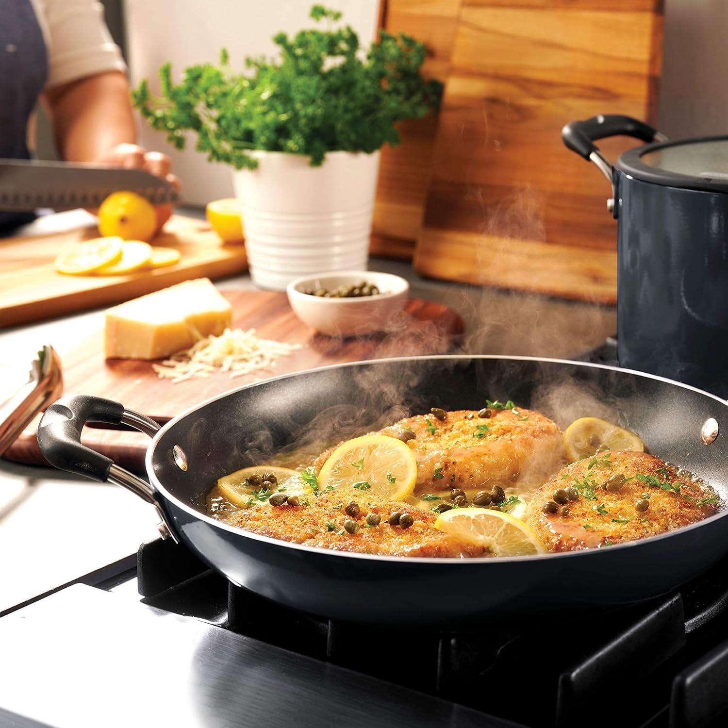 image:imageTramontina Ceramic Non Stick 6Piece Nesting Sauce Pan Set with Lids Stackable Nonstick Cookware Set Dishwasher and Oven Safe Dark GrayGray