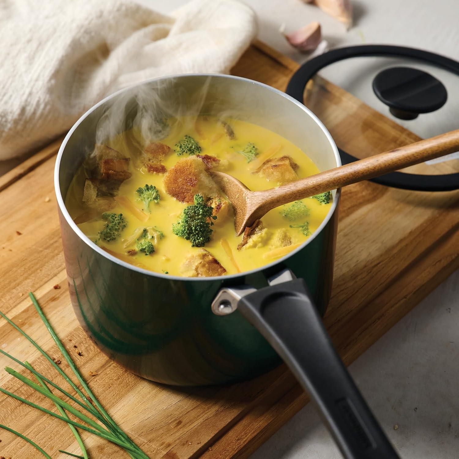image:imageTramontina Ceramic Non Stick 6Piece Nesting Sauce Pan Set with Lids Stackable Nonstick Cookware Set Dishwasher and Oven Safe Dark GrayTeal Ceramic