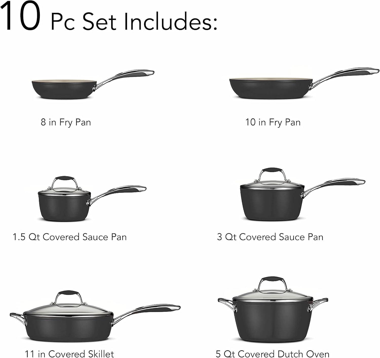 image:imageTramontina Ceramica Deluxe 10Inch Frying Pan Ceramic Non Stick Skillet OvenSafe Metallic BlackCookware Set