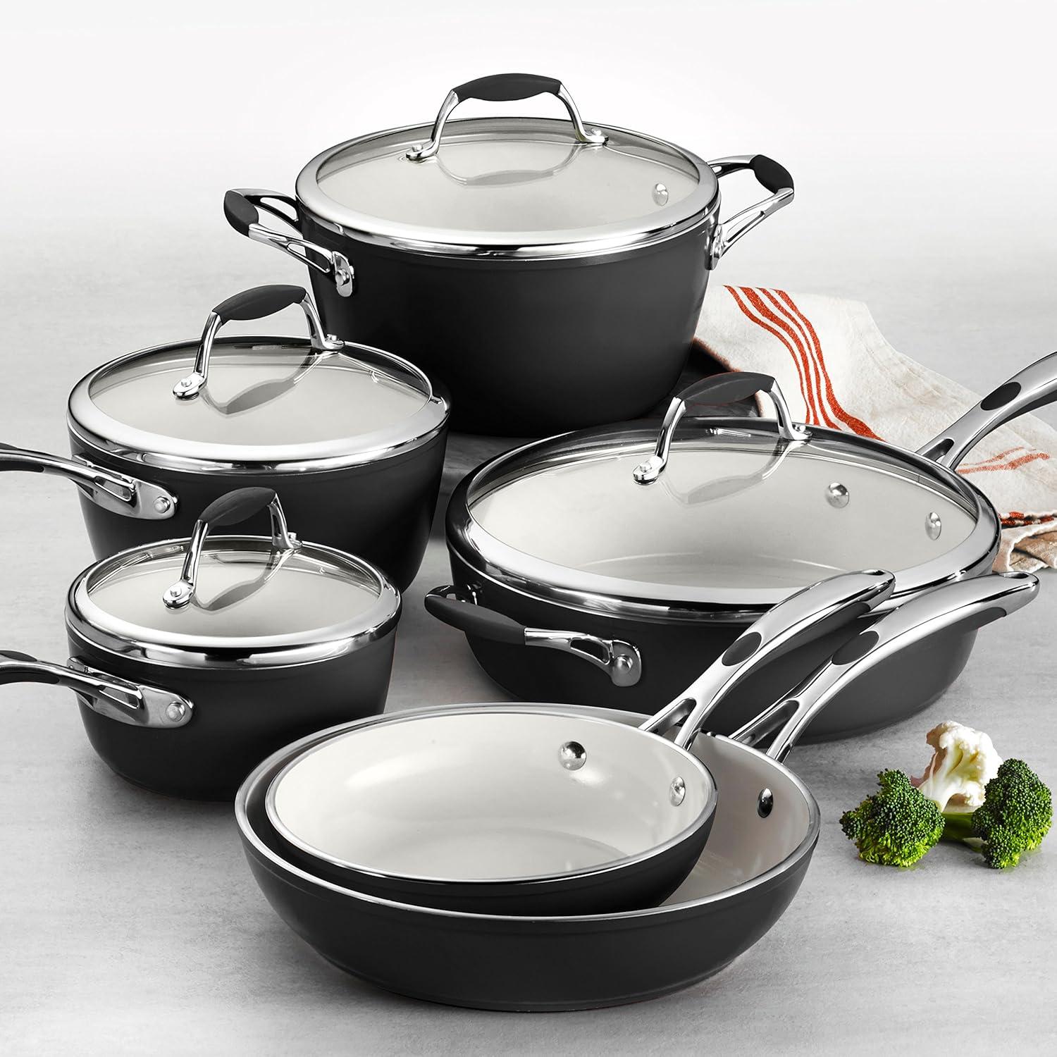 image:imageTramontina Ceramica Deluxe 10Inch Frying Pan Ceramic Non Stick Skillet OvenSafe Metallic BlackCookware Set