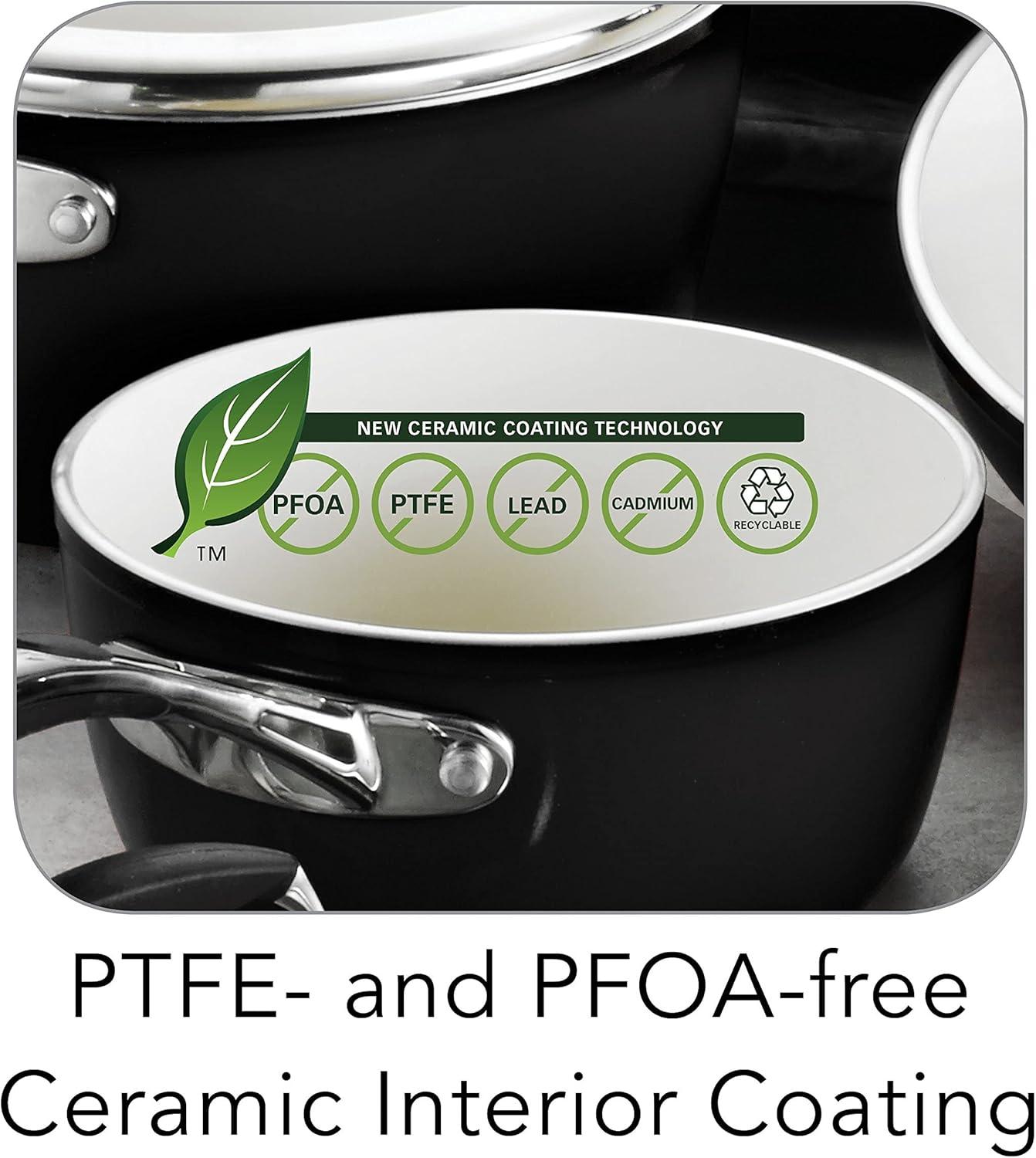 image:imageTramontina Ceramica Deluxe 10Inch Frying Pan Ceramic Non Stick Skillet OvenSafe Metallic BlackCookware Set