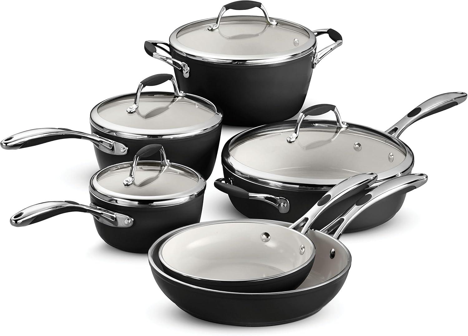 image:imageTramontina Ceramica Deluxe 10Inch Frying Pan Ceramic Non Stick Skillet OvenSafe Metallic BlackCookware Set