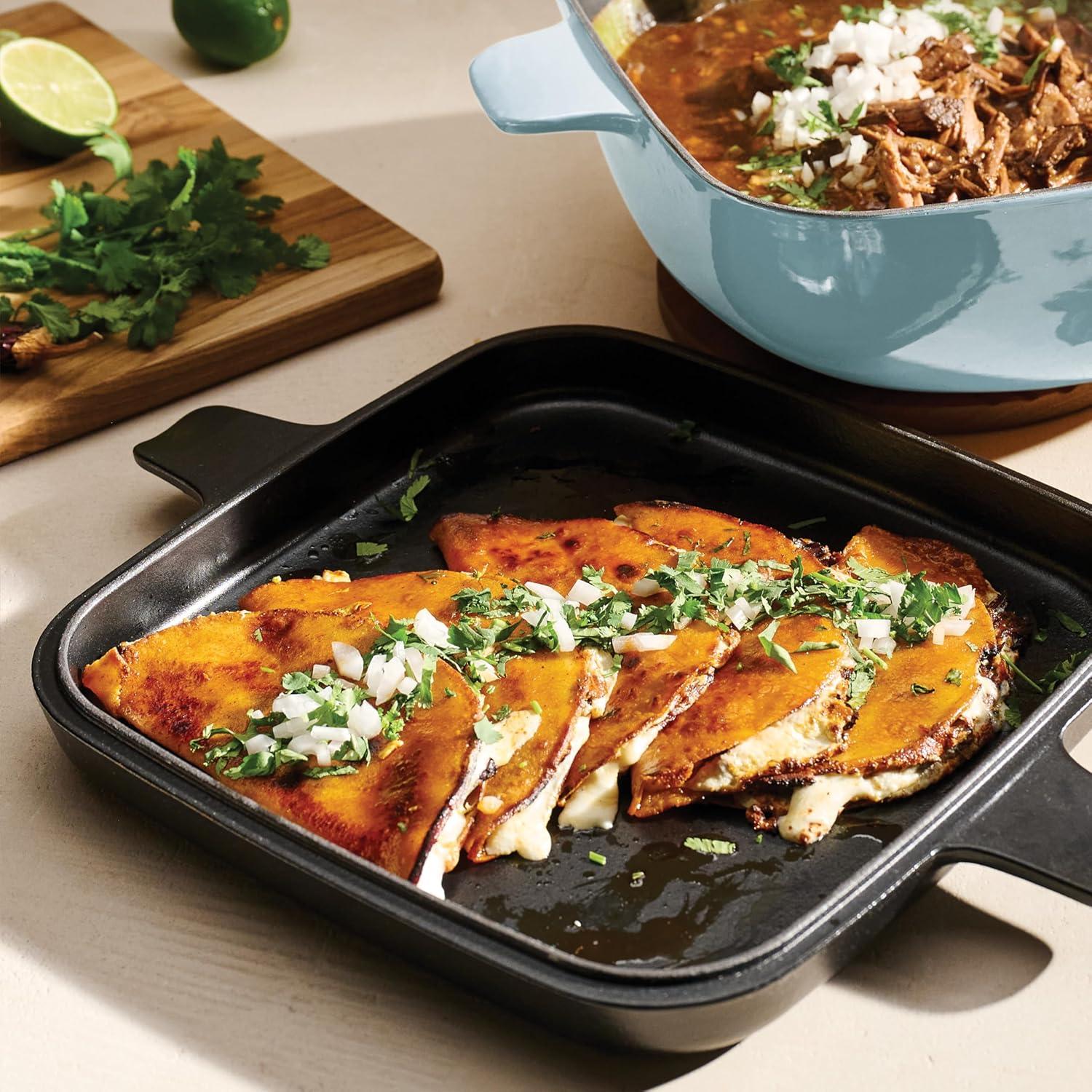 image:imageTramontina Cultura 2in1 Enameled Cast Iron Dutch Oven Pot with Reversible Lid Griddle and Trivet Oven Safe 65Quart MultiCooker Teal GreenStarlight Blue