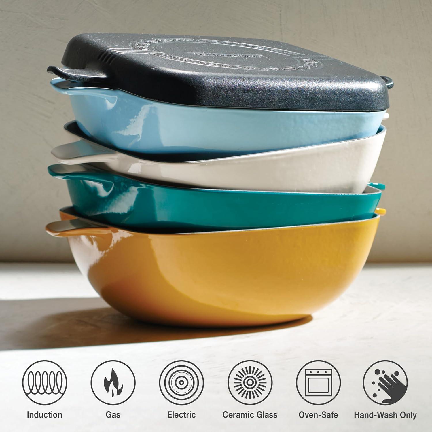 image:imageTramontina Cultura 2in1 Enameled Cast Iron Dutch Oven Pot with Reversible Lid Griddle and Trivet Oven Safe 65Quart MultiCooker Teal GreenTeal Green