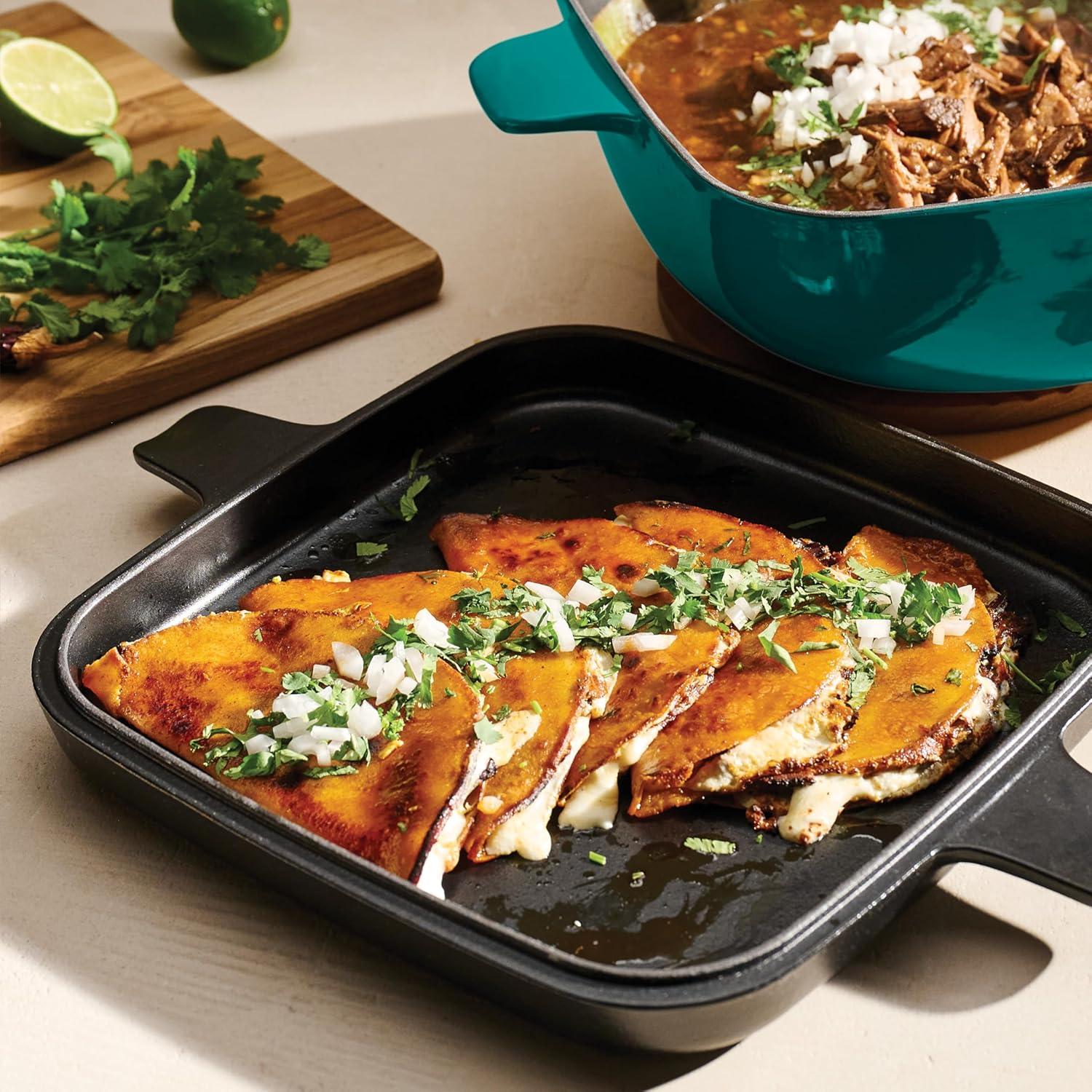 image:imageTramontina Cultura 2in1 Enameled Cast Iron Dutch Oven Pot with Reversible Lid Griddle and Trivet Oven Safe 65Quart MultiCooker Teal GreenTeal Green