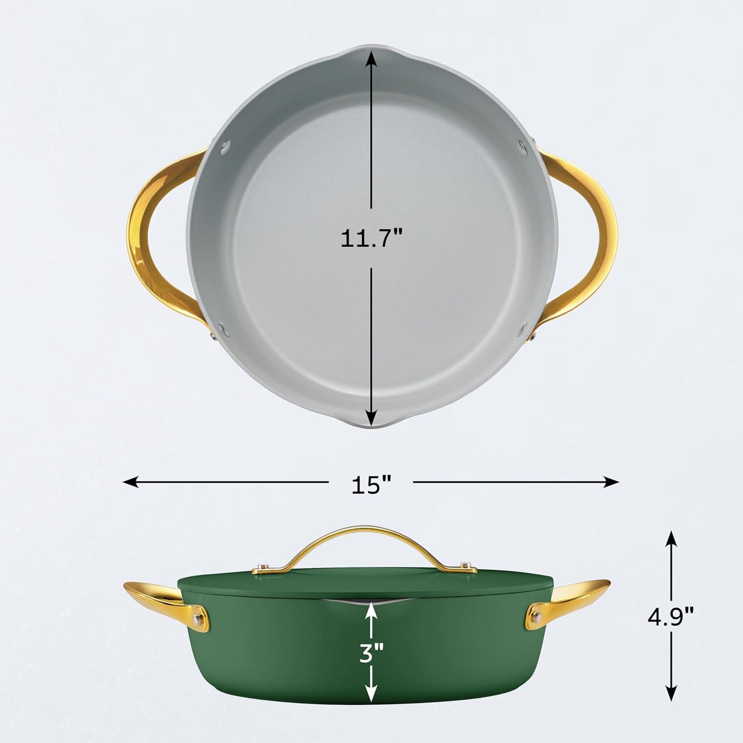 image:imageTramontina Fiora 425Quart Multipurpose Ceramic Non Stick Cooking Pan with Lid BlueGreen
