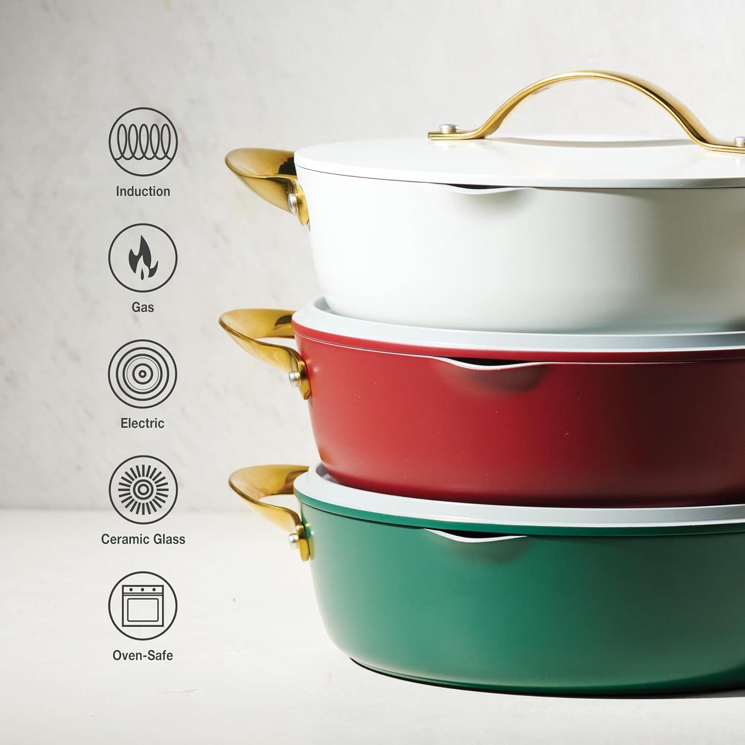 image:imageTramontina Fiora 425Quart Multipurpose Ceramic Non Stick Cooking Pan with Lid BlueMerlot