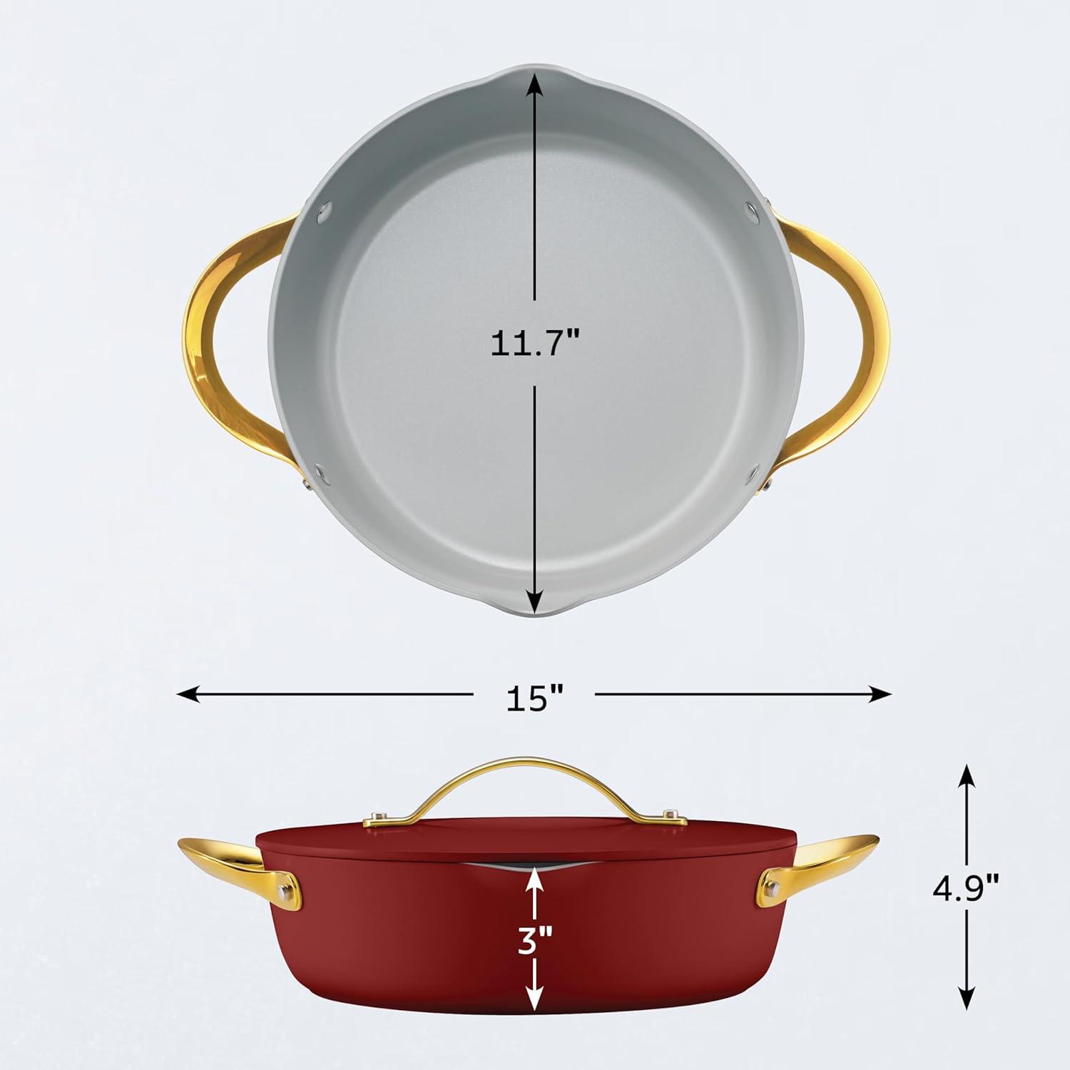 image:imageTramontina Fiora 425Quart Multipurpose Ceramic Non Stick Cooking Pan with Lid BlueMerlot