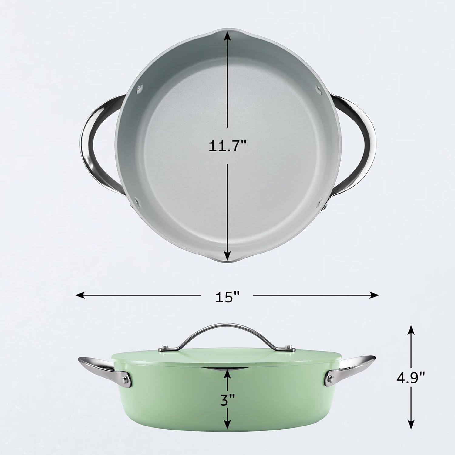 image:imageTramontina Fiora 425Quart Multipurpose Ceramic Non Stick Cooking Pan with Lid BlueMint