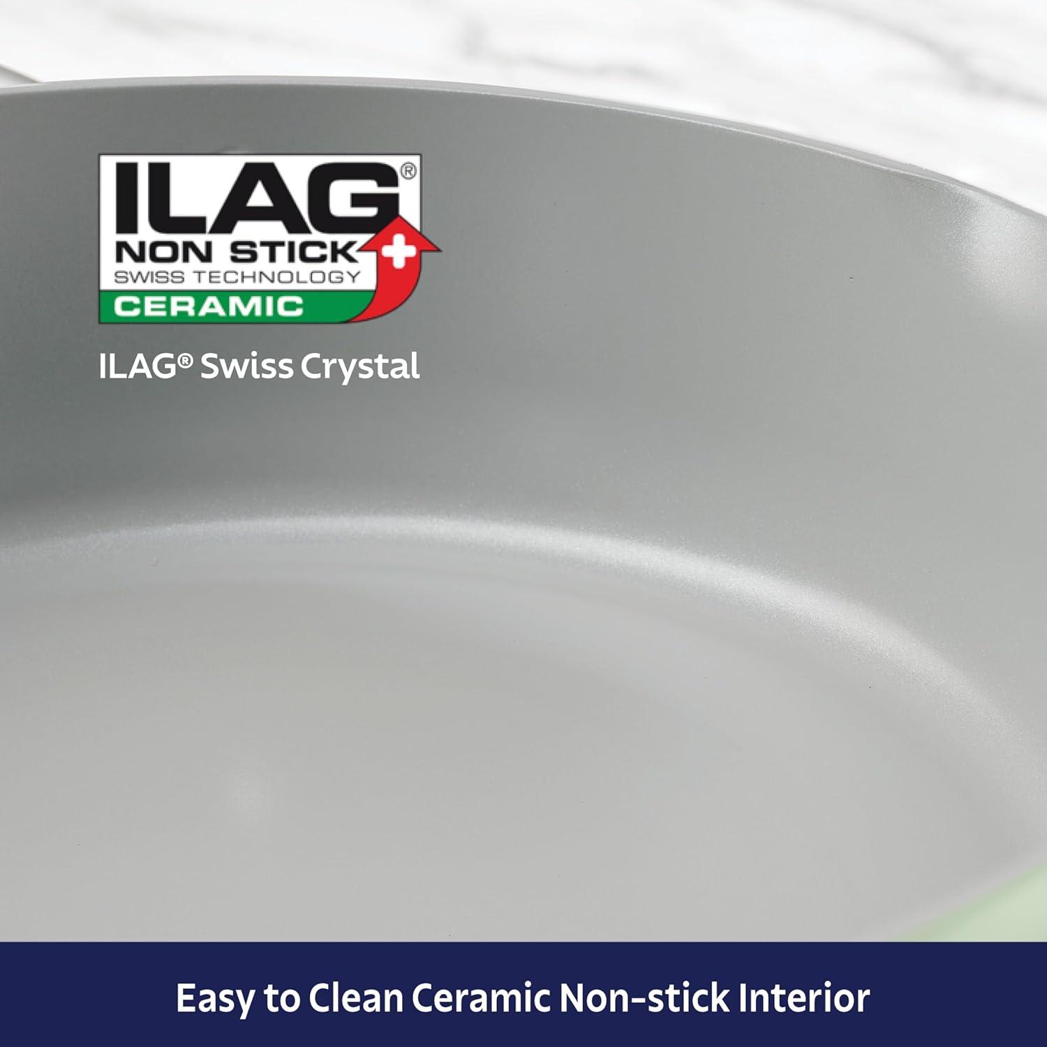 image:imageTramontina Fiora 425Quart Multipurpose Ceramic Non Stick Cooking Pan with Lid GrayMint