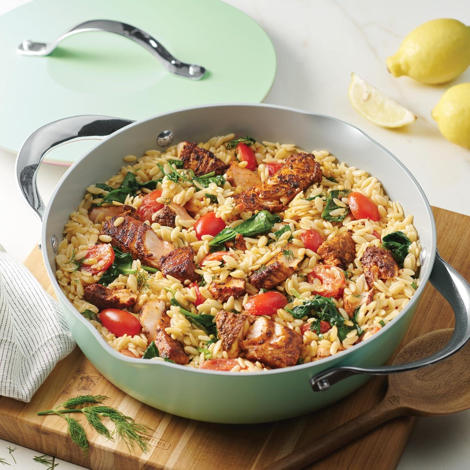 image:imageTramontina Fiora 425Quart Multipurpose Ceramic Non Stick Cooking Pan with Lid GrayMint
