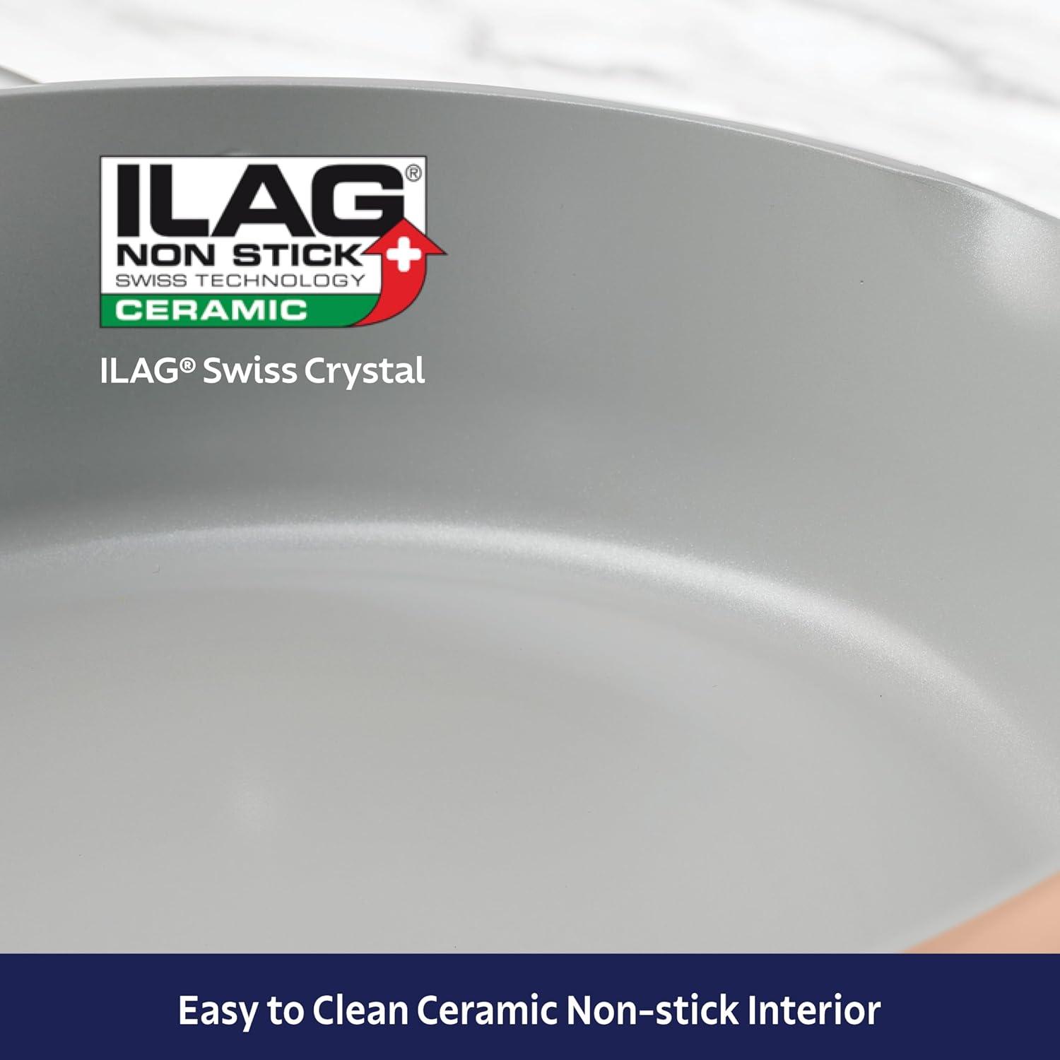 image:imageTramontina Fiora 425Quart Multipurpose Ceramic Non Stick Cooking Pan with Lid WhiteSpanish Villa