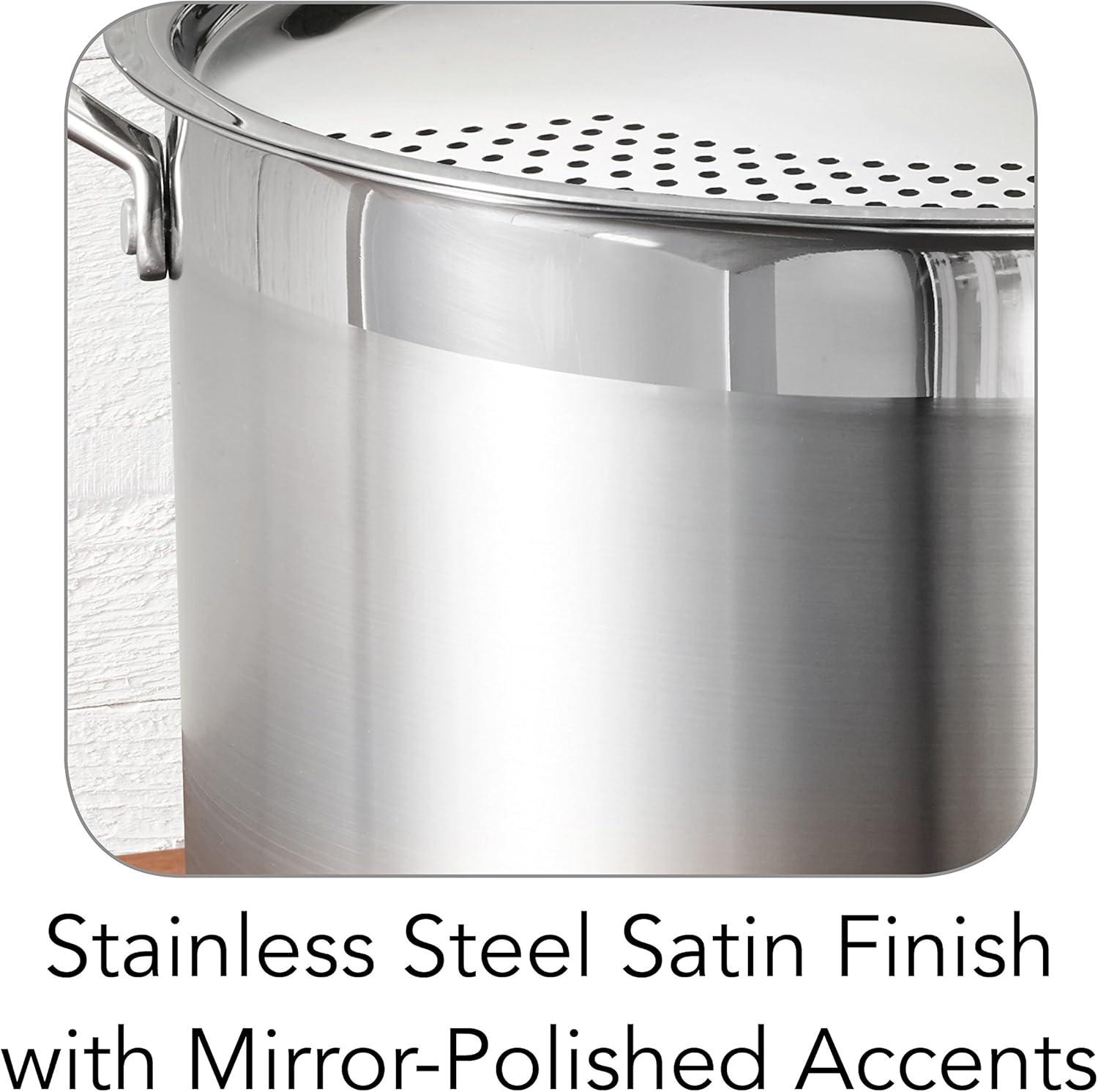 image:imageTramontina Lock amp Drain Stainless Steel 8Quart Pasta Pot with Lid and Strainer