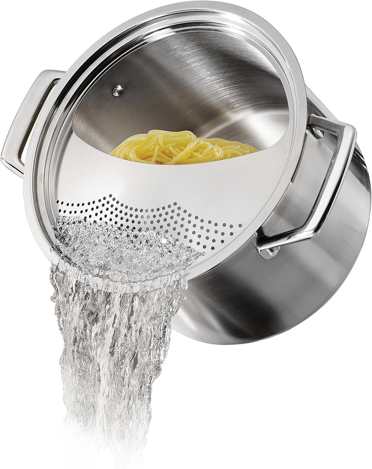 image:imageTramontina Lock amp Drain Stainless Steel 8Quart Pasta Pot with Lid and Strainer