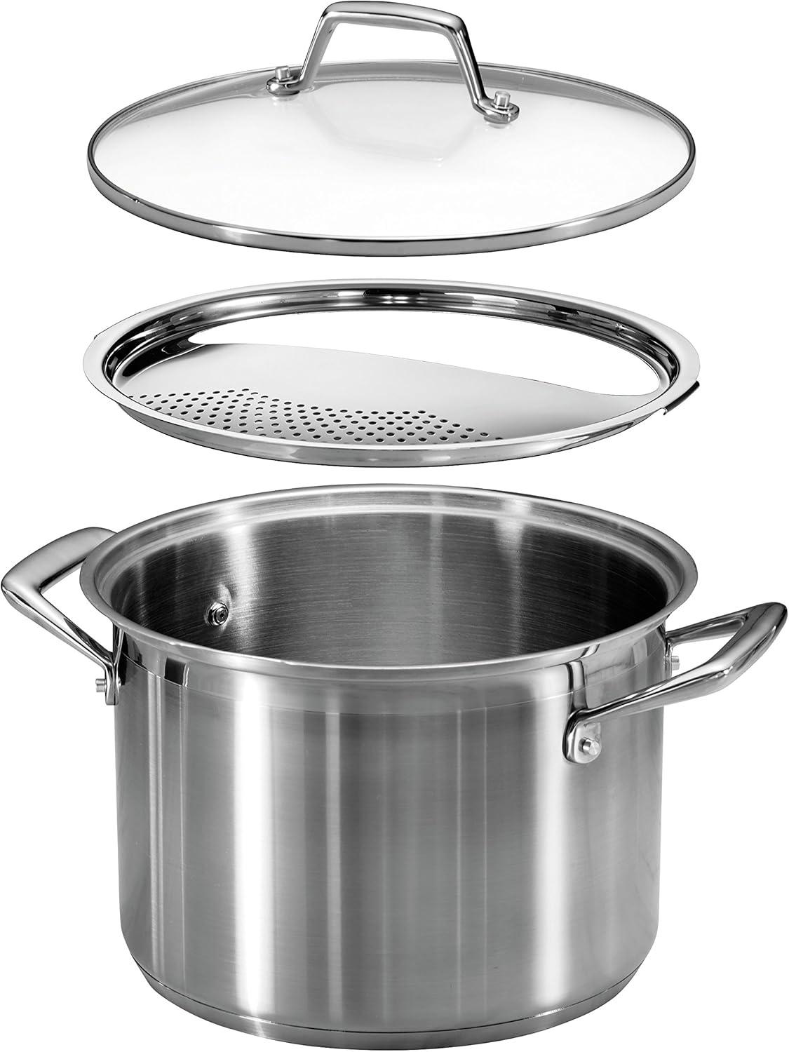image:imageTramontina Lock amp Drain Stainless Steel 8Quart Pasta Pot with Lid and Strainer