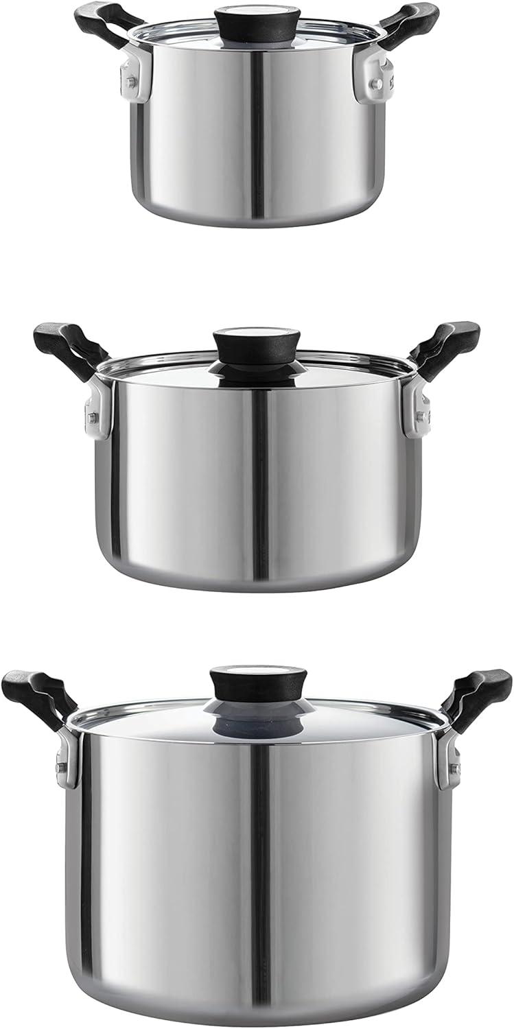 image:imageTramontina Nesting 6 Pc Stainless Steel TriPly Clad Sauce Pan and Stock Pot Set 80116048DS