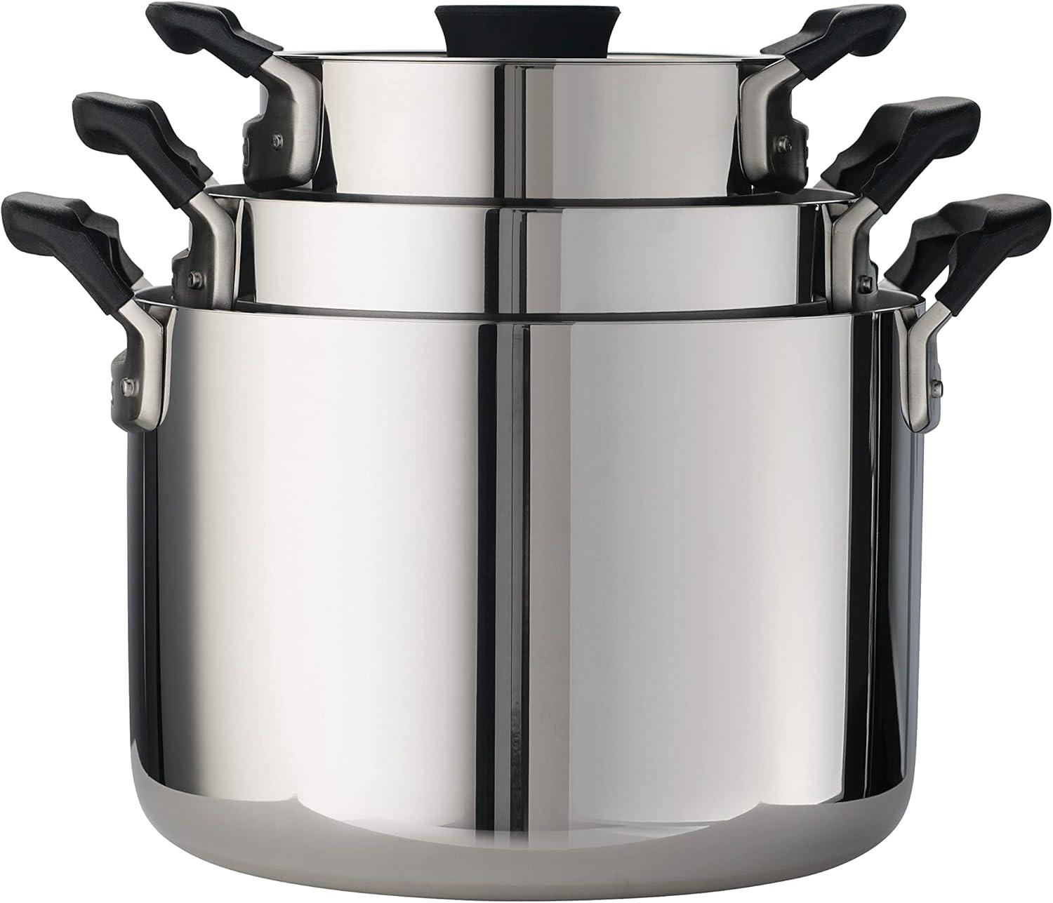 image:imageTramontina Nesting 6 Pc Stainless Steel TriPly Clad Sauce Pan and Stock Pot Set 80116048DS