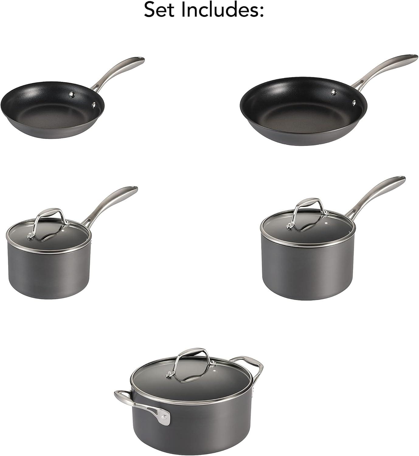 image:imageTramontina OnyxPro Hard Anodized Non Stick 8Piece Cookware Set with Glass Lids Pots and Pans Kitchen Set Oven SafeCookware Set