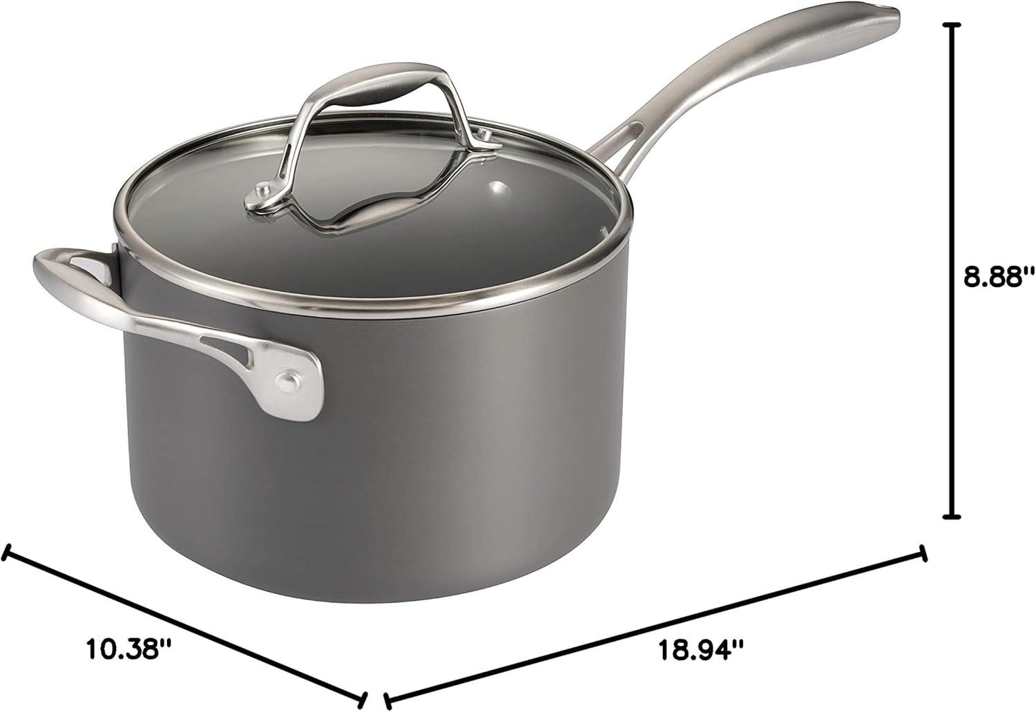 image:imageTramontina OnyxPro Hard Anodized Non Stick 8Piece Cookware Set with Glass Lids Pots and Pans Kitchen Set Oven SafeSauce Pan