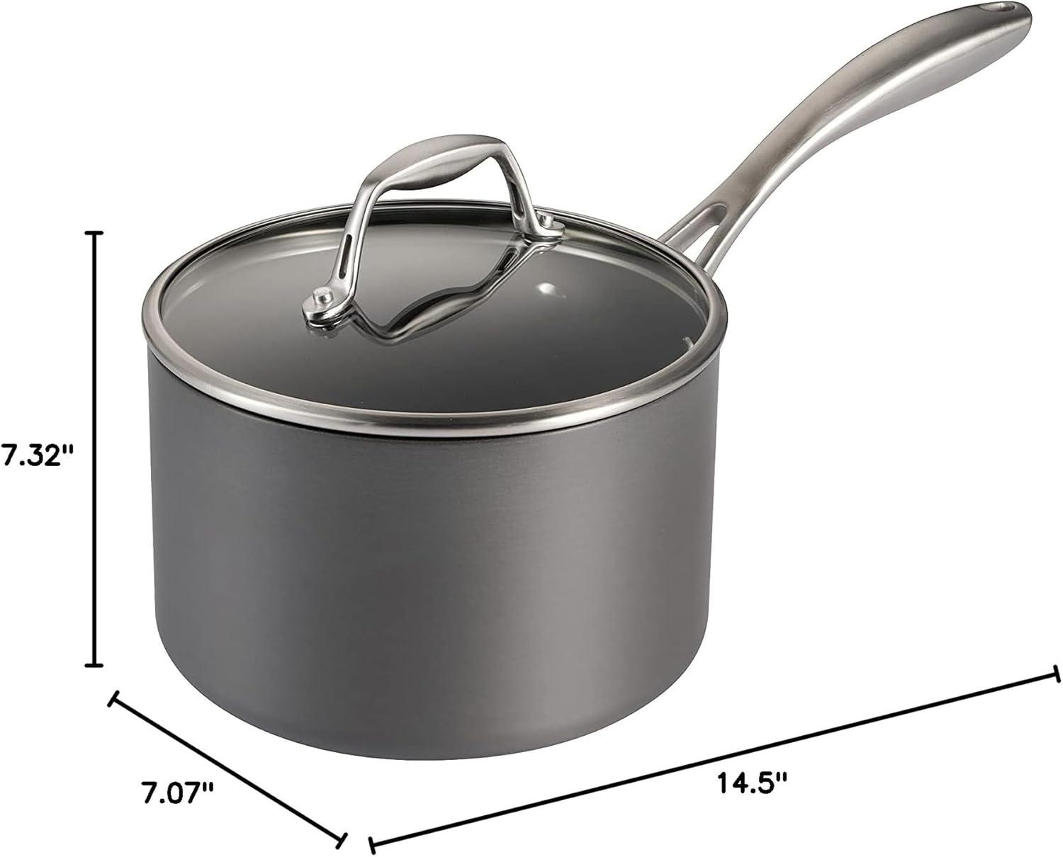 image:imageTramontina OnyxPro Hard Anodized Non Stick 8Piece Cookware Set with Glass Lids Pots and Pans Kitchen Set Oven SafeSauce Pan