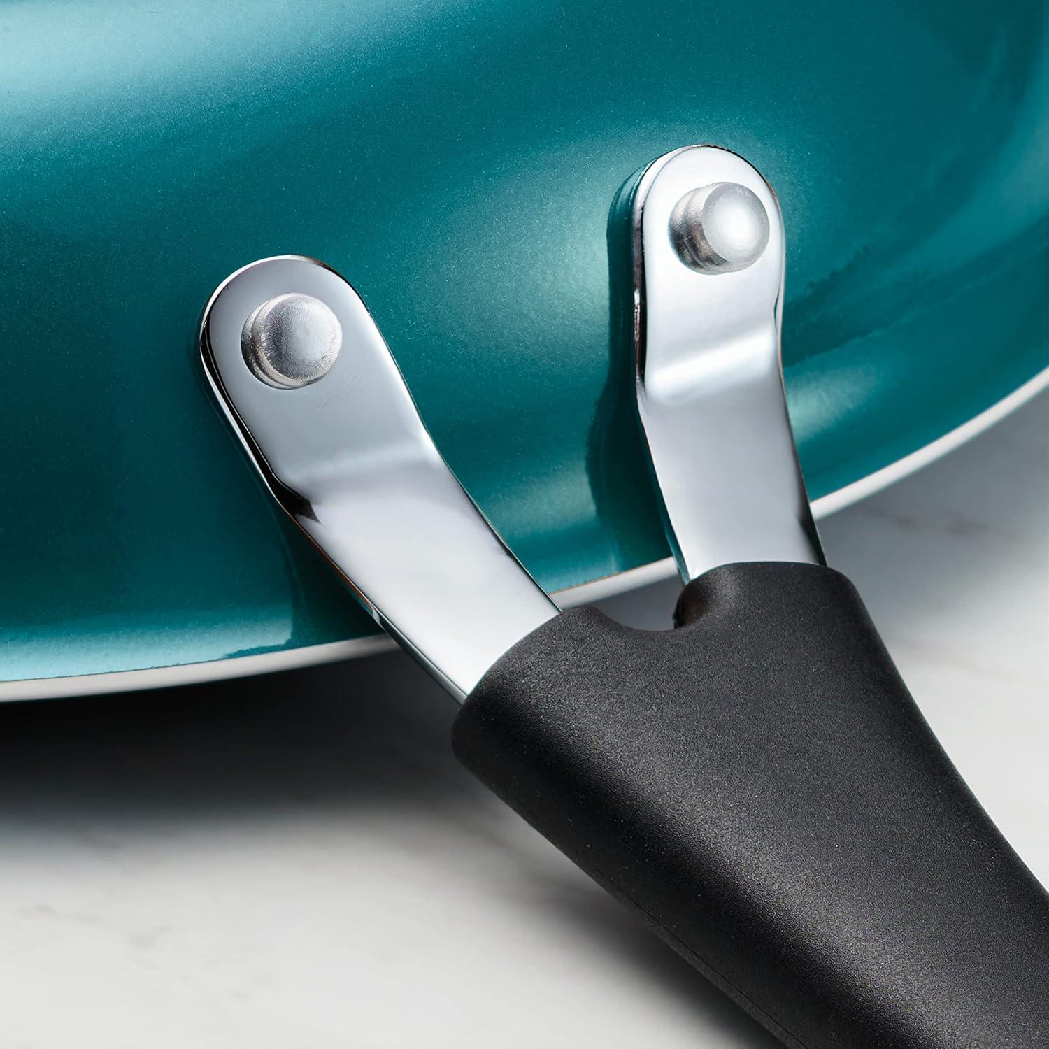 image:imageTramontina Porcelain Enamel Non Stick 3Pack Frying Pans Skillet Set with Reinforced Nonstick Coating Dishwasher and Oven Safe TealTeal