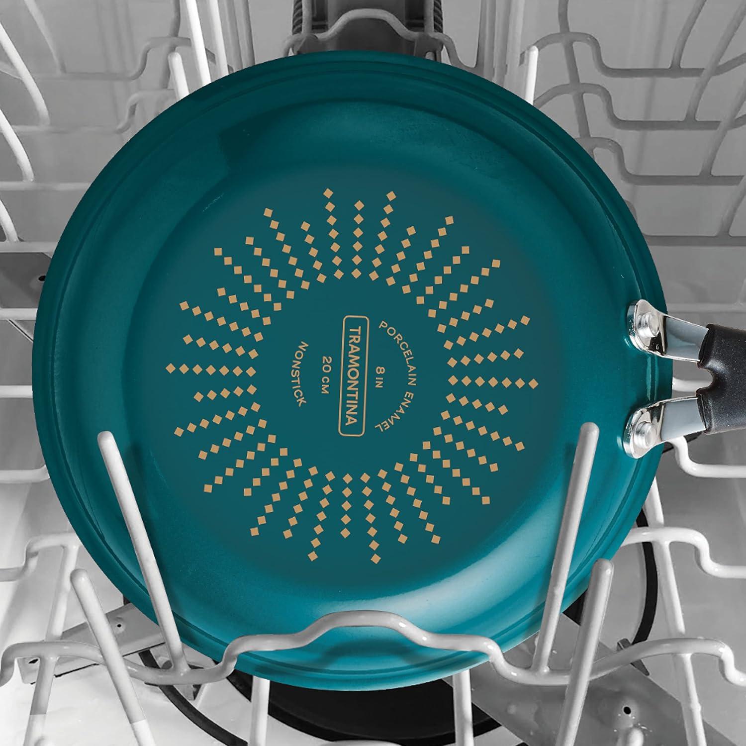 image:imageTramontina Porcelain Enamel Non Stick 3Pack Frying Pans Skillet Set with Reinforced Nonstick Coating Dishwasher and Oven Safe TealTeal