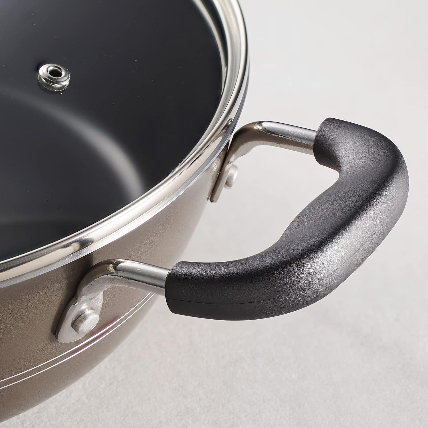 image:imageTramontina Sicilia 8Piece Non Stick Cookware Set with Glass Lids Aluminum Nonstick Pots and Pans Kitchen Set RaspberryHazelnut