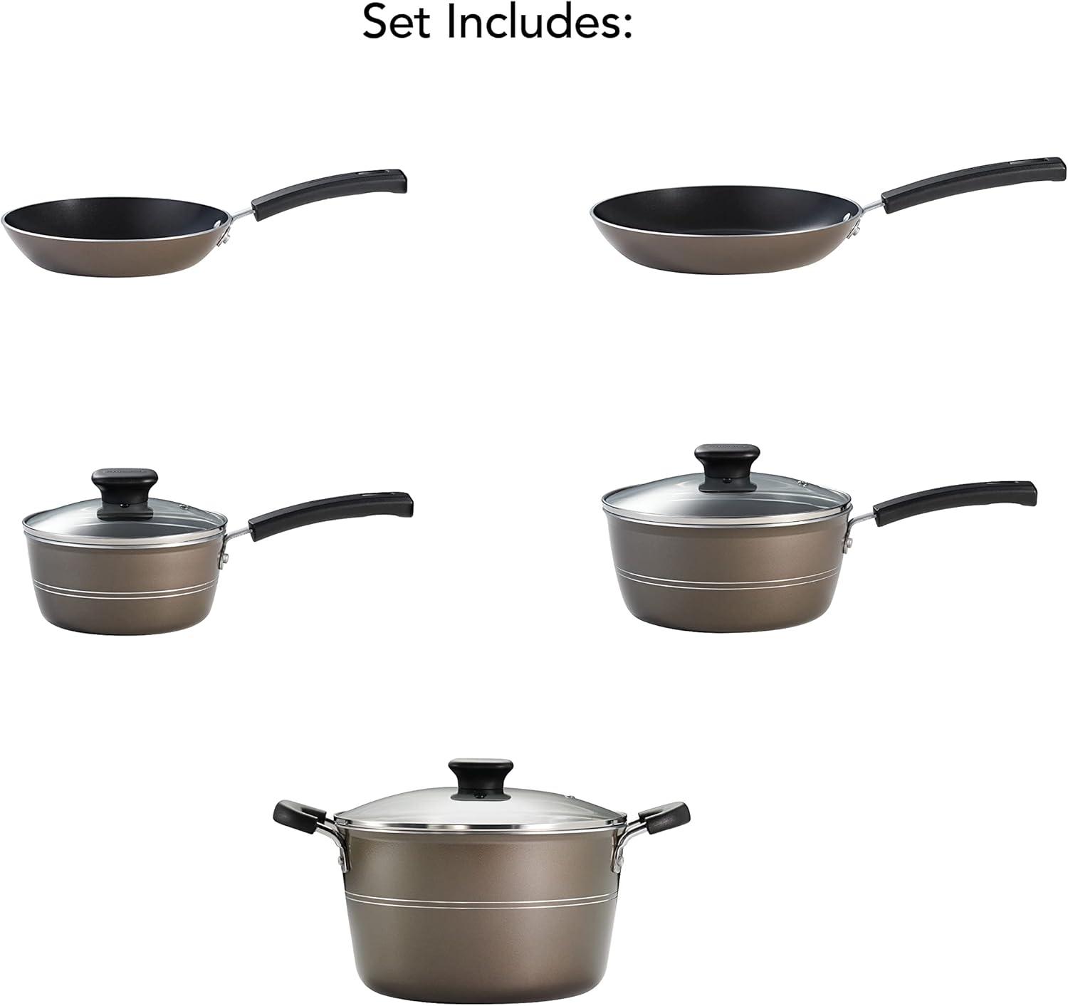 image:imageTramontina Sicilia 8Piece Non Stick Cookware Set with Glass Lids Aluminum Nonstick Pots and Pans Kitchen Set RaspberryHazelnut
