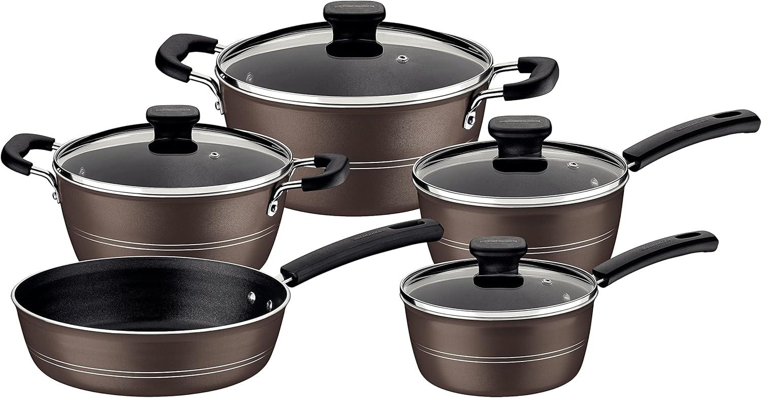 image:imageTramontina Sicilia 8Piece Non Stick Cookware Set with Glass Lids Aluminum Nonstick Pots and Pans Kitchen Set RaspberryHazelnut