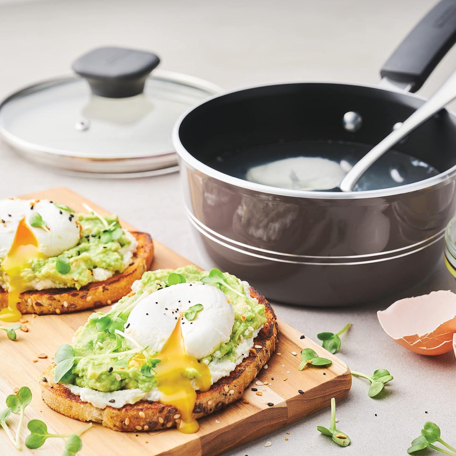 image:imageTramontina Sicilia 8Piece Non Stick Cookware Set with Glass Lids Aluminum Nonstick Pots and Pans Kitchen Set RaspberryHazelnut