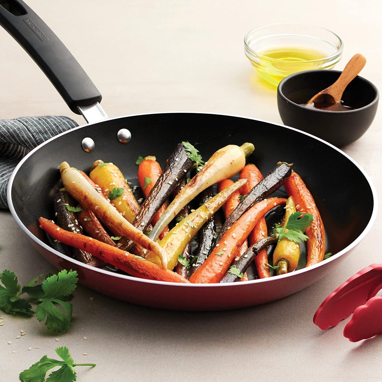 image:imageTramontina Sicilia 8Piece Non Stick Cookware Set with Glass Lids Aluminum Nonstick Pots and Pans Kitchen Set RaspberryRaspberry