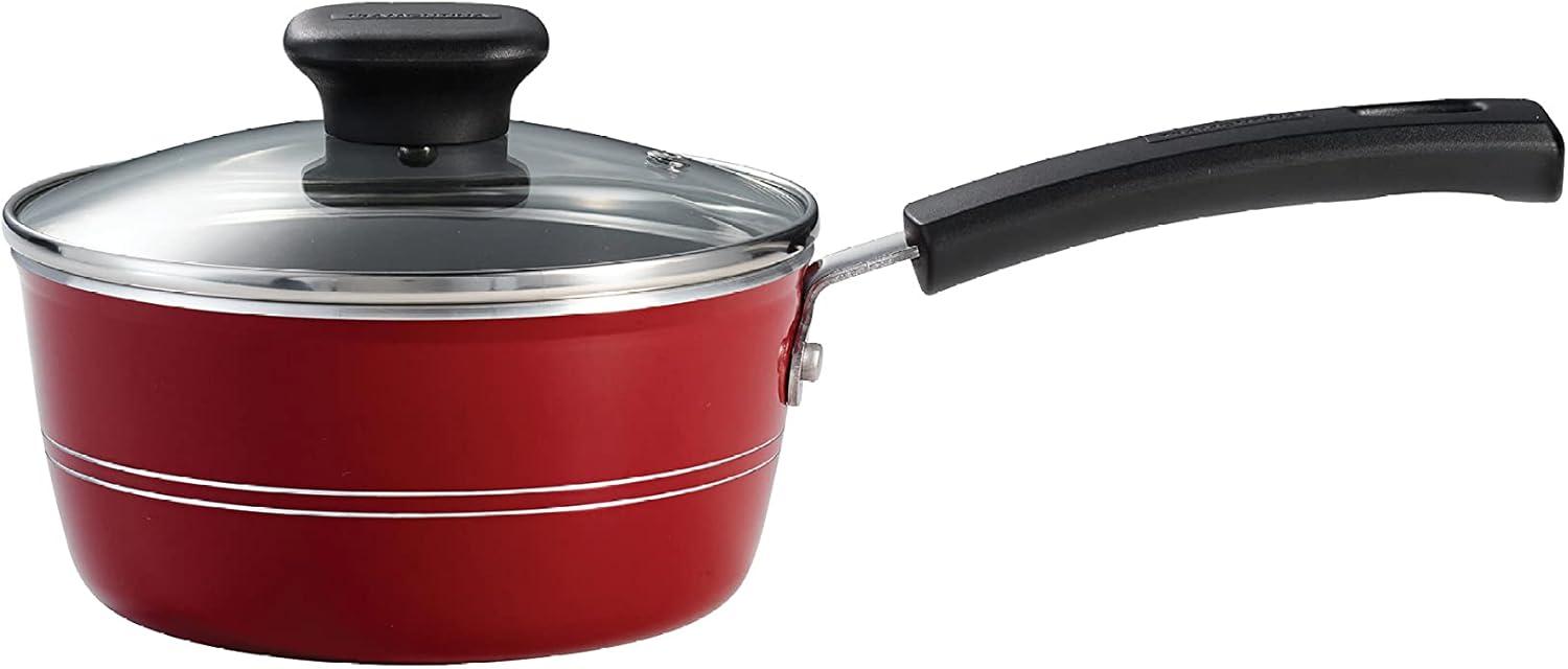 image:imageTramontina Sicilia 8Piece Non Stick Cookware Set with Glass Lids Aluminum Nonstick Pots and Pans Kitchen Set RaspberryRaspberry
