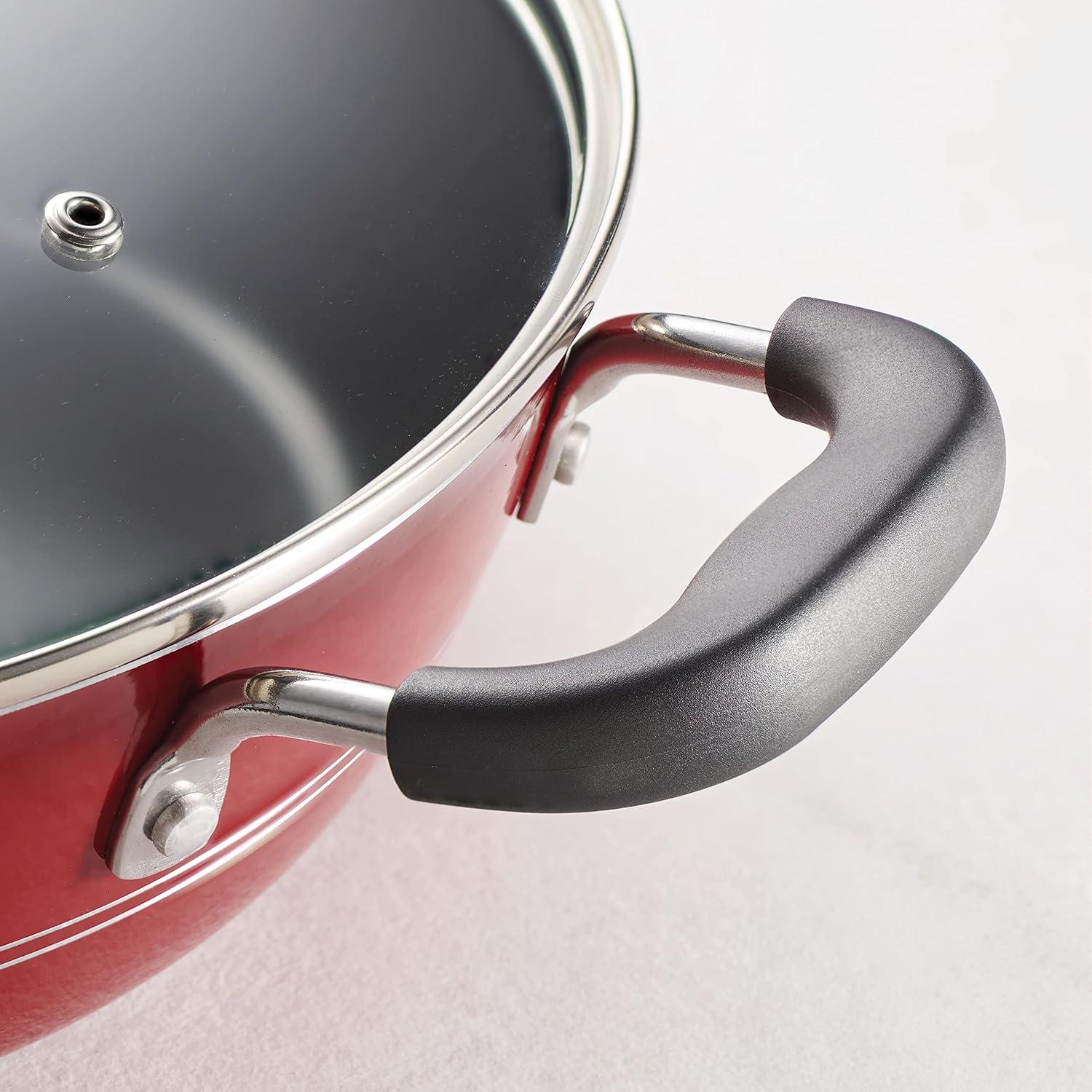 image:imageTramontina Sicilia 8Piece Non Stick Cookware Set with Glass Lids Aluminum Nonstick Pots and Pans Kitchen Set RaspberryRaspberry