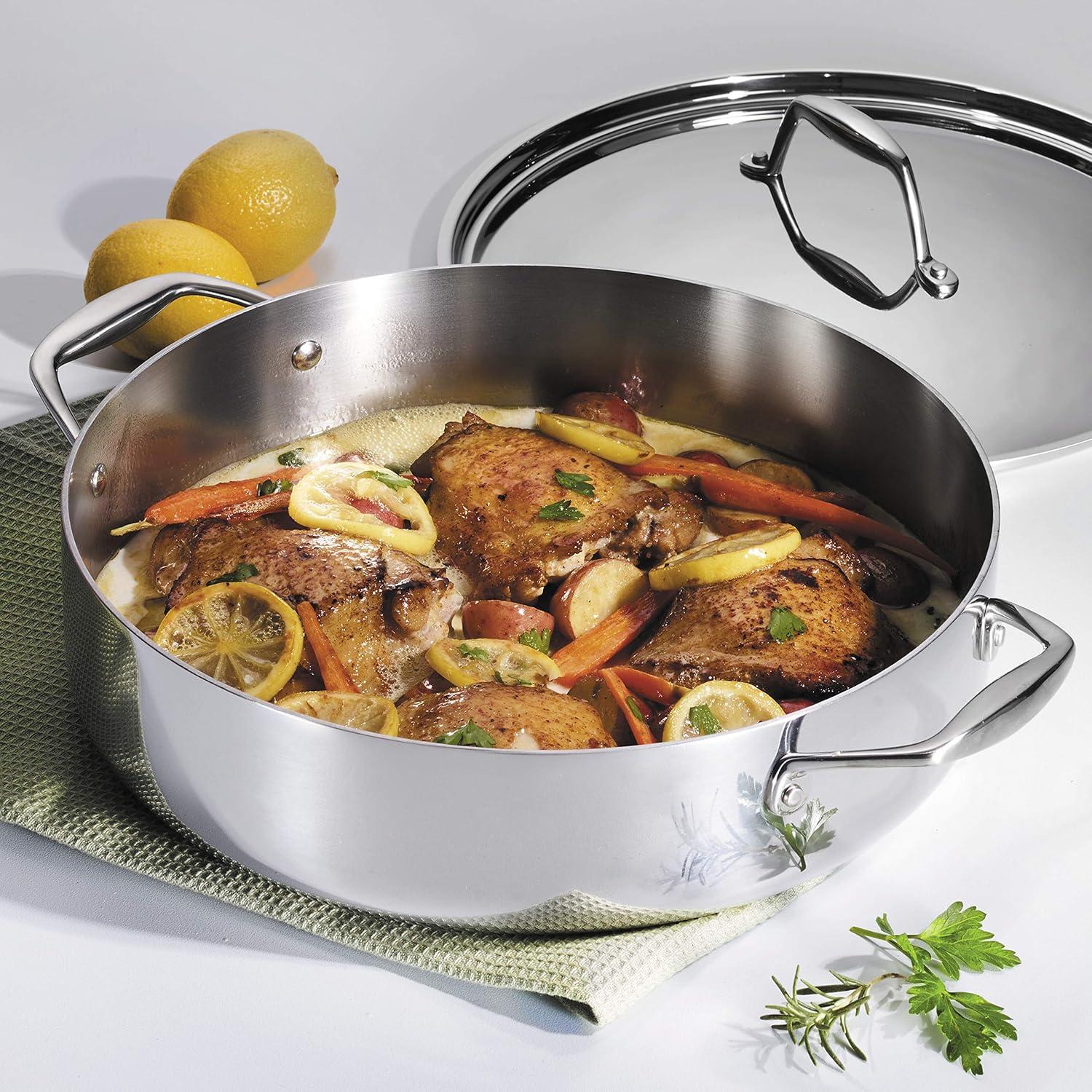 image:imageTramontina Signature TriPly Clad Stainless Steel 3Quart Saute Pan with Lid InductionReady Cooking Pan DishwasherSafe NSFCertified Made in BrazilBRAISER