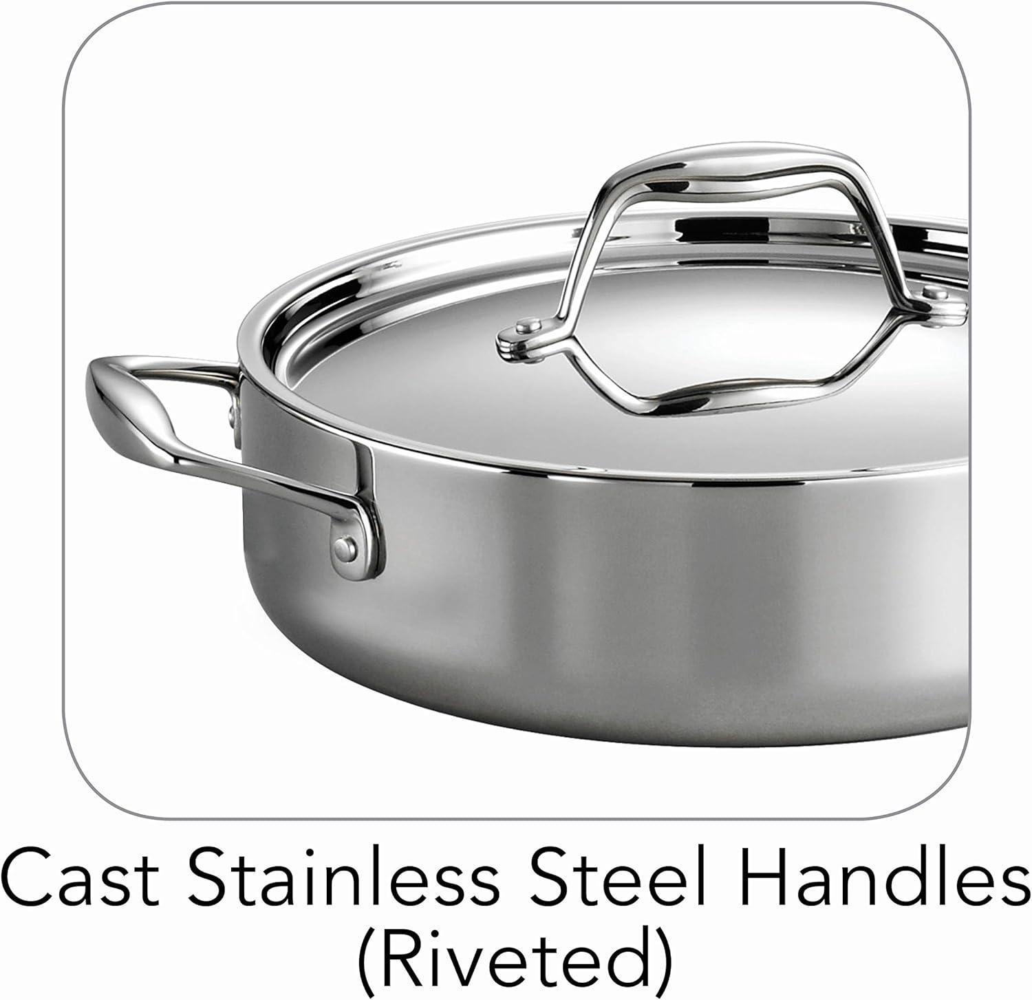 image:imageTramontina Signature TriPly Clad Stainless Steel 3Quart Saute Pan with Lid InductionReady Cooking Pan DishwasherSafe NSFCertified Made in BrazilBRAISER