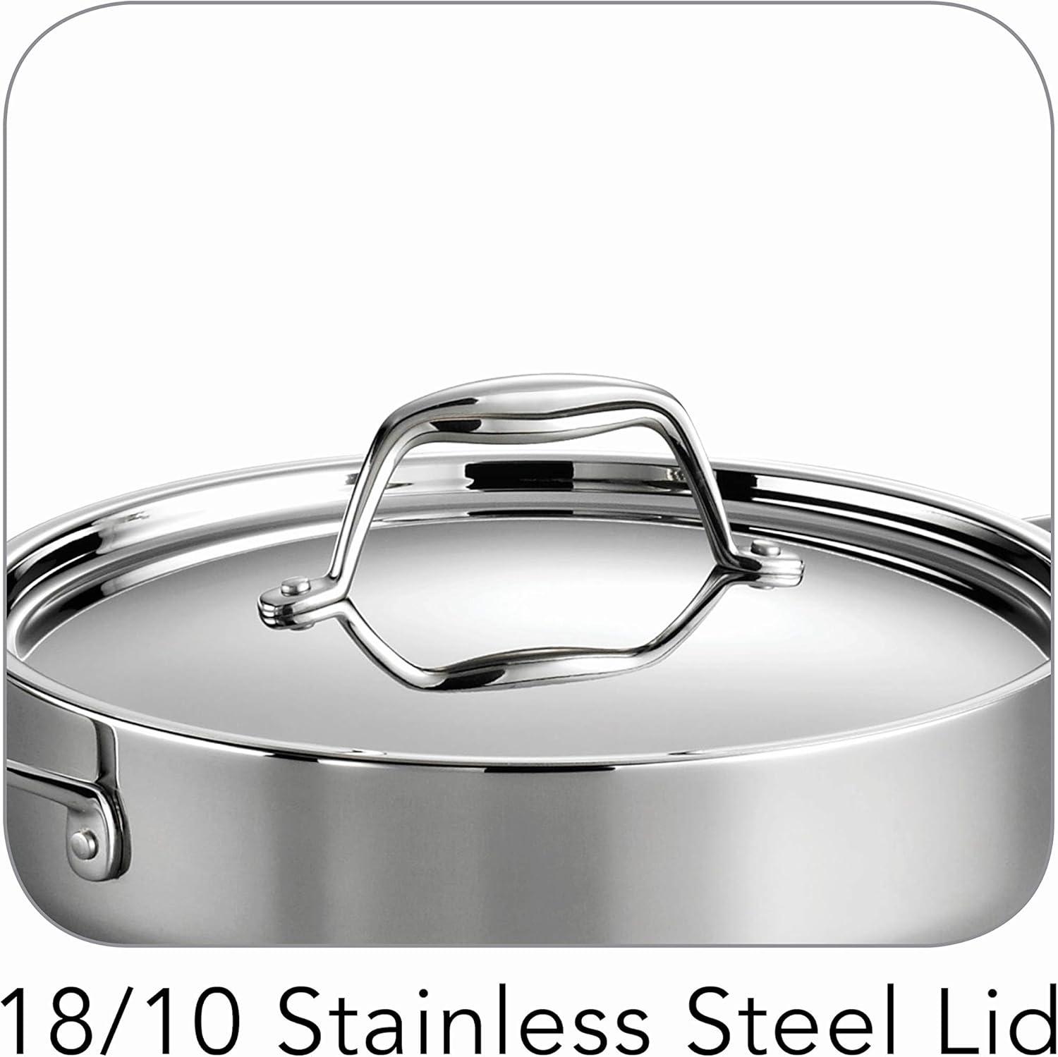 image:imageTramontina Signature TriPly Clad Stainless Steel 3Quart Saute Pan with Lid InductionReady Cooking Pan DishwasherSafe NSFCertified Made in BrazilBRAISER