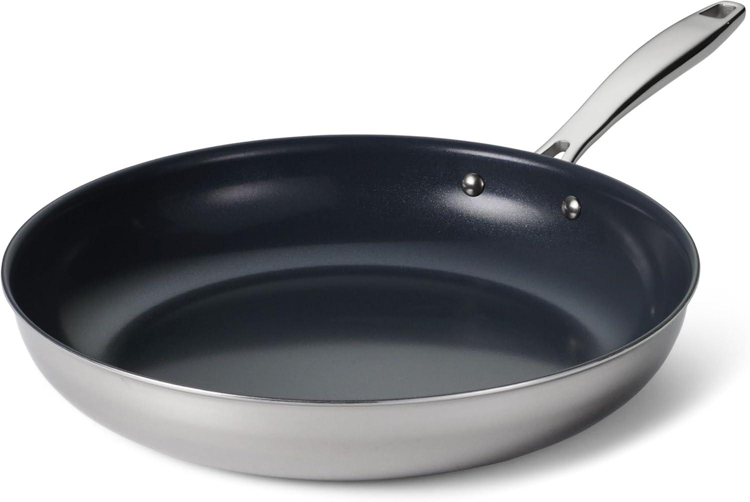 image:imageTramontina Signature TriPly Clad Stainless Steel 3Quart Saute Pan with Lid InductionReady Cooking Pan DishwasherSafe NSFCertified Made in BrazilFRY PAN Ceramic