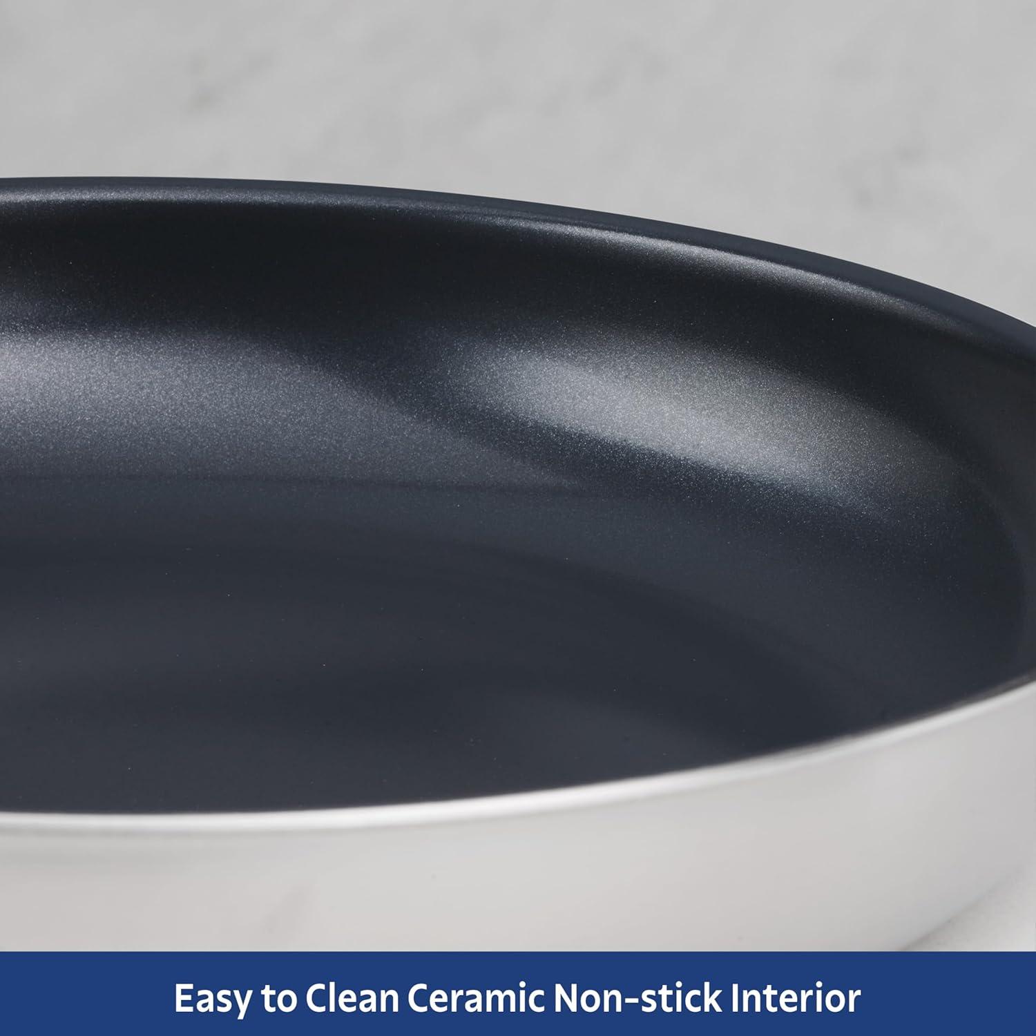 image:imageTramontina Signature TriPly Clad Stainless Steel 3Quart Saute Pan with Lid InductionReady Cooking Pan DishwasherSafe NSFCertified Made in BrazilFRY PAN Ceramic