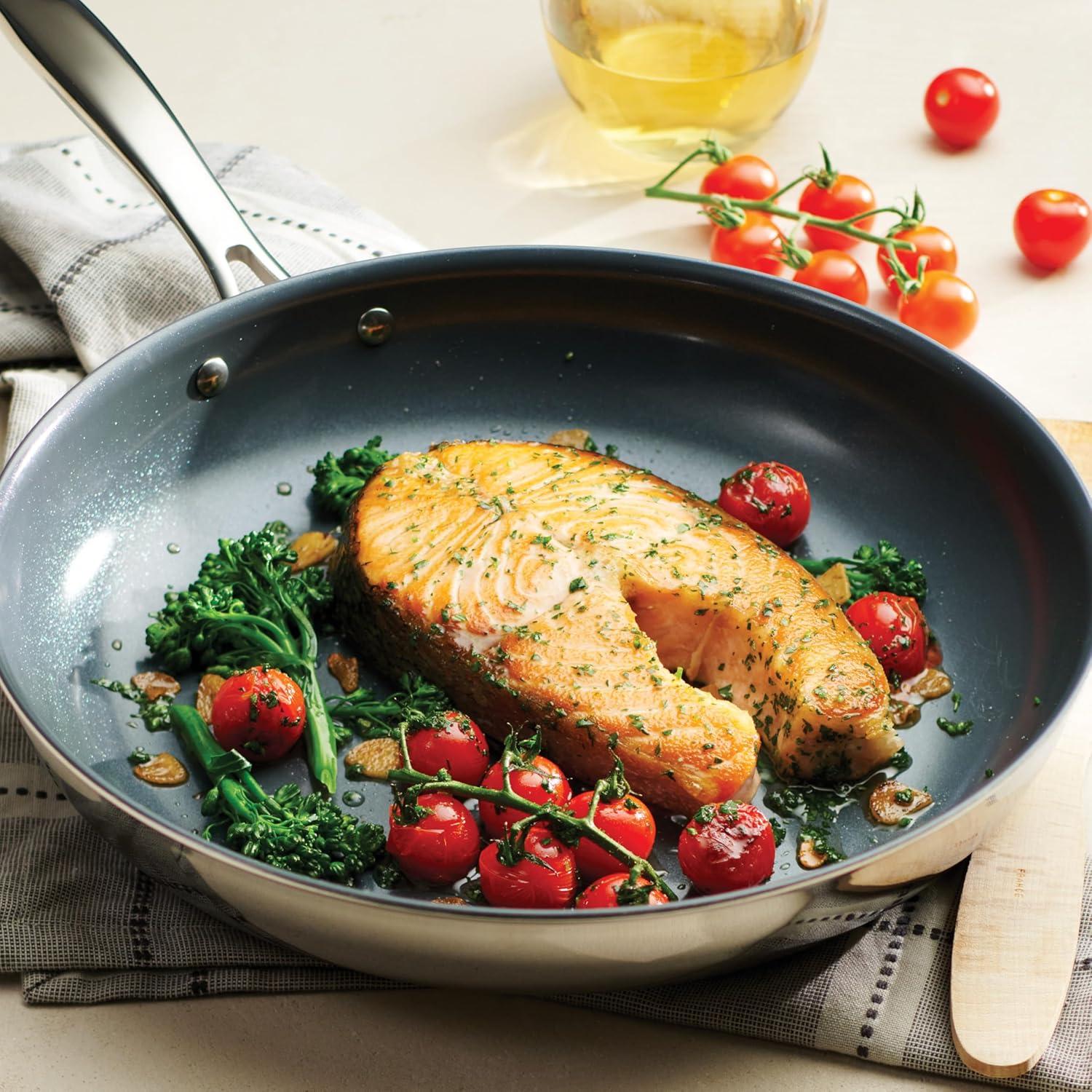 image:imageTramontina Signature TriPly Clad Stainless Steel 3Quart Saute Pan with Lid InductionReady Cooking Pan DishwasherSafe NSFCertified Made in BrazilFRY PAN Ceramic