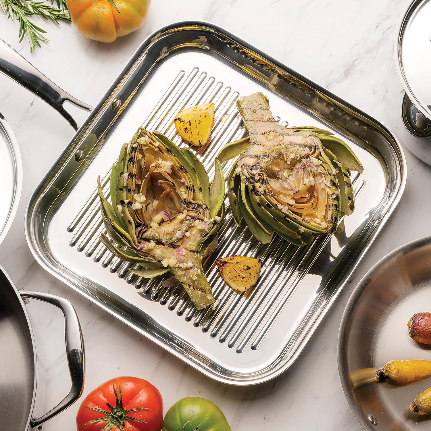 image:imageTramontina Signature TriPly Clad Stainless Steel 3Quart Saute Pan with Lid InductionReady Cooking Pan DishwasherSafe NSFCertified Made in BrazilGRILL PAN