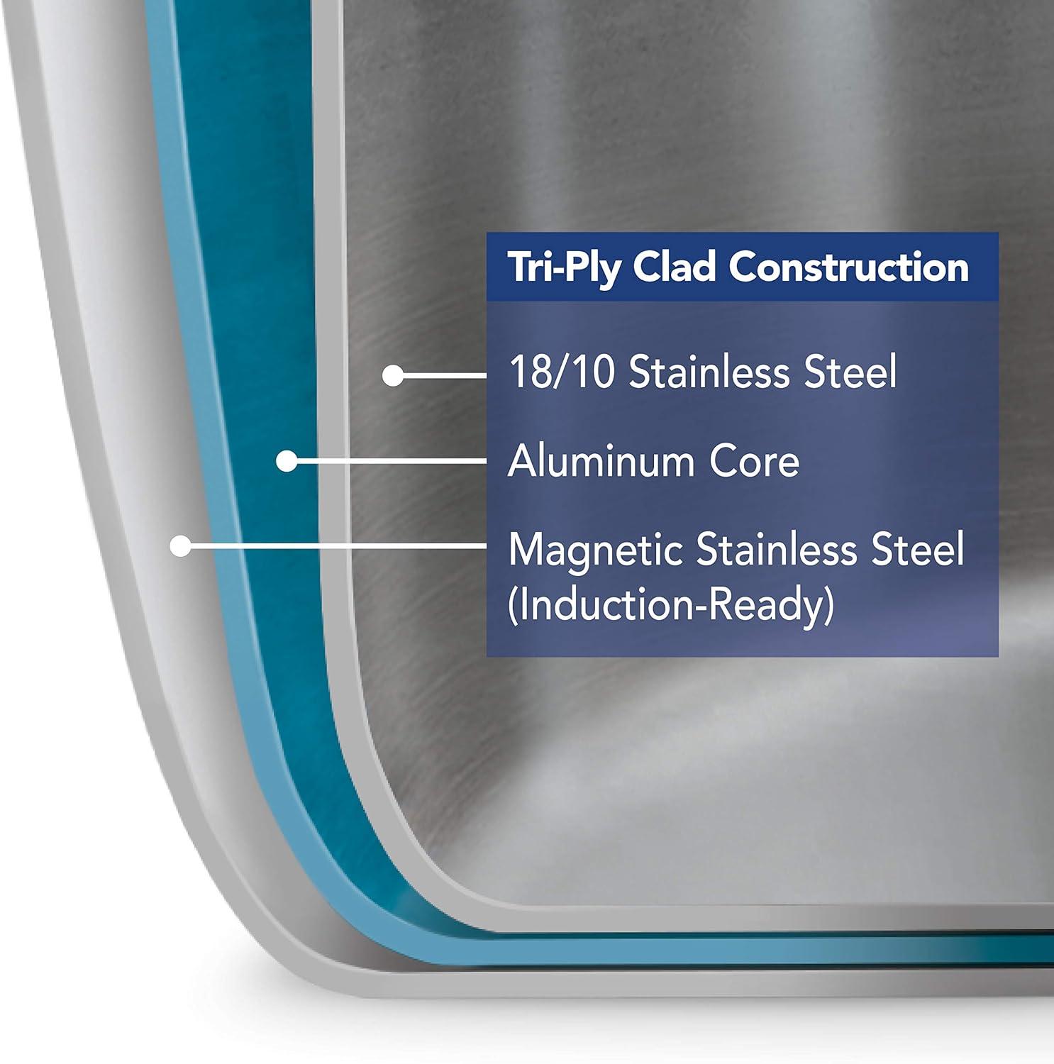image:imageTramontina Signature TriPly Clad Stainless Steel 3Quart Saute Pan with Lid InductionReady Cooking Pan DishwasherSafe NSFCertified Made in BrazilGRILL PAN