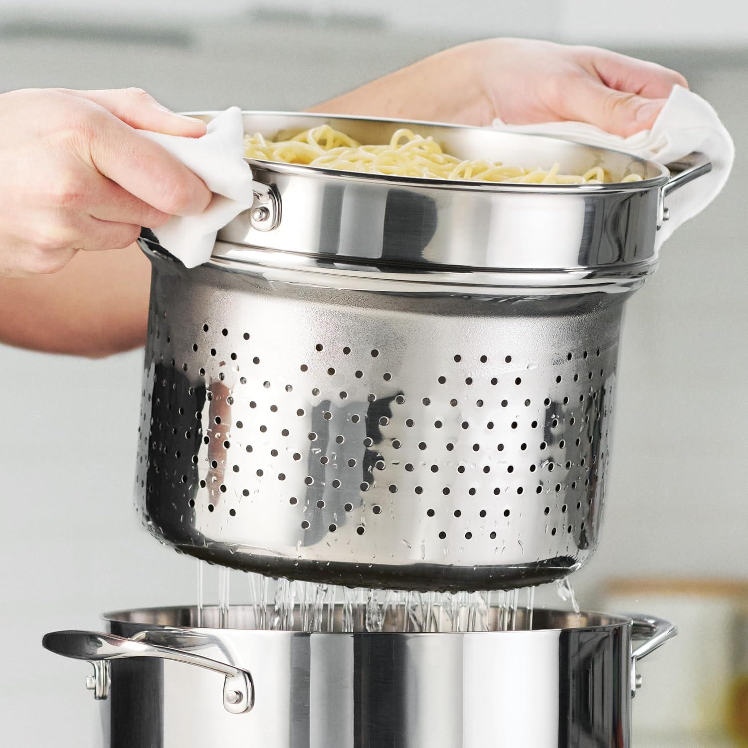 image:imageTramontina Signature TriPly Clad Stainless Steel 3Quart Saute Pan with Lid InductionReady Cooking Pan DishwasherSafe NSFCertified Made in BrazilPASTA INSERT